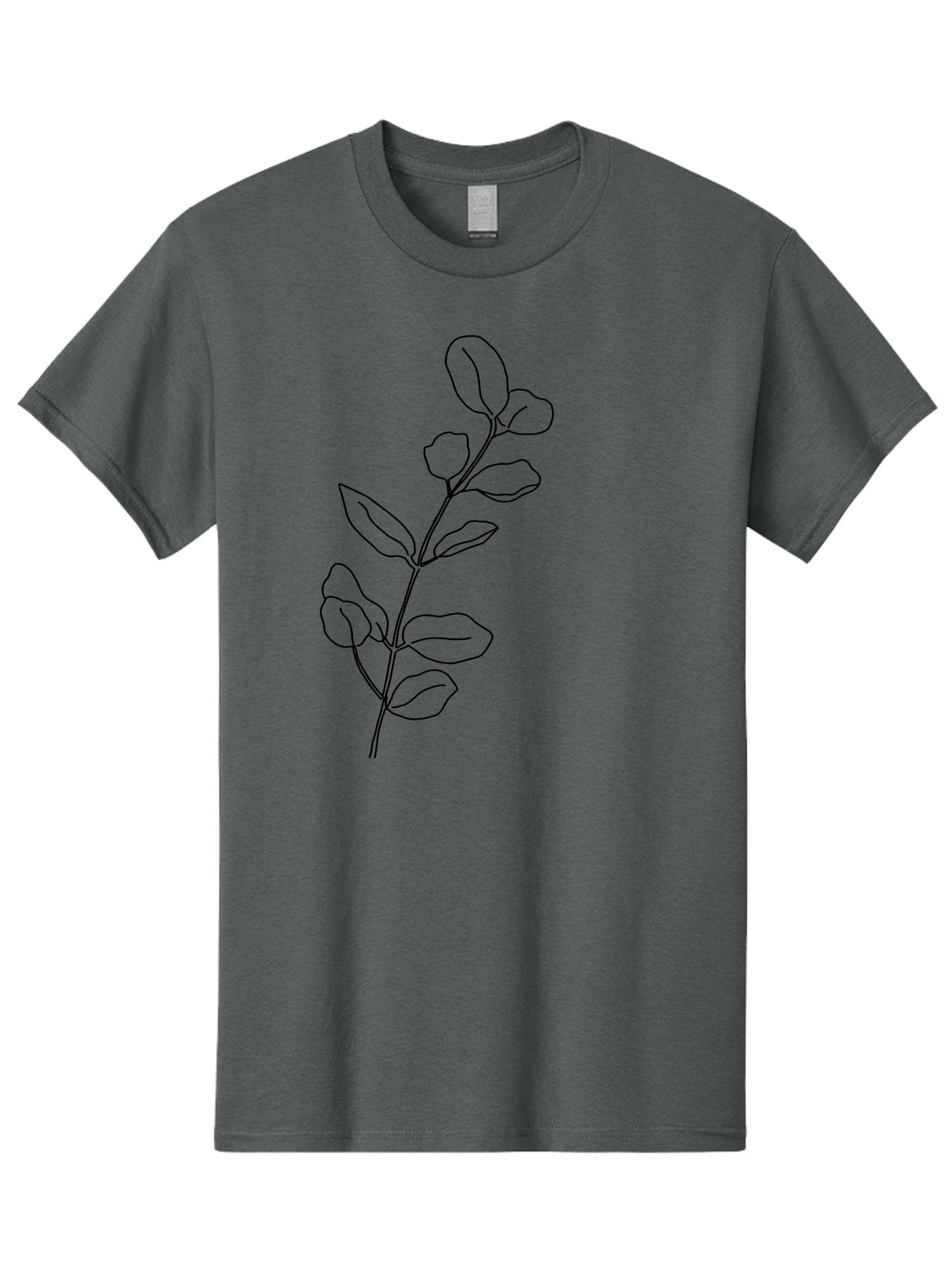 Branch-With-Leaves Men'S Graphic Tee, 100% Cotton, Comfortable Casual Summer Wear, Machine Washable, Simple Line Drawing, Leafy Branch, Minimalist Art, Black Outline, Foliage, Botanical Illustration, Simple Shapes, Natural Elements -  Aaa401 3
