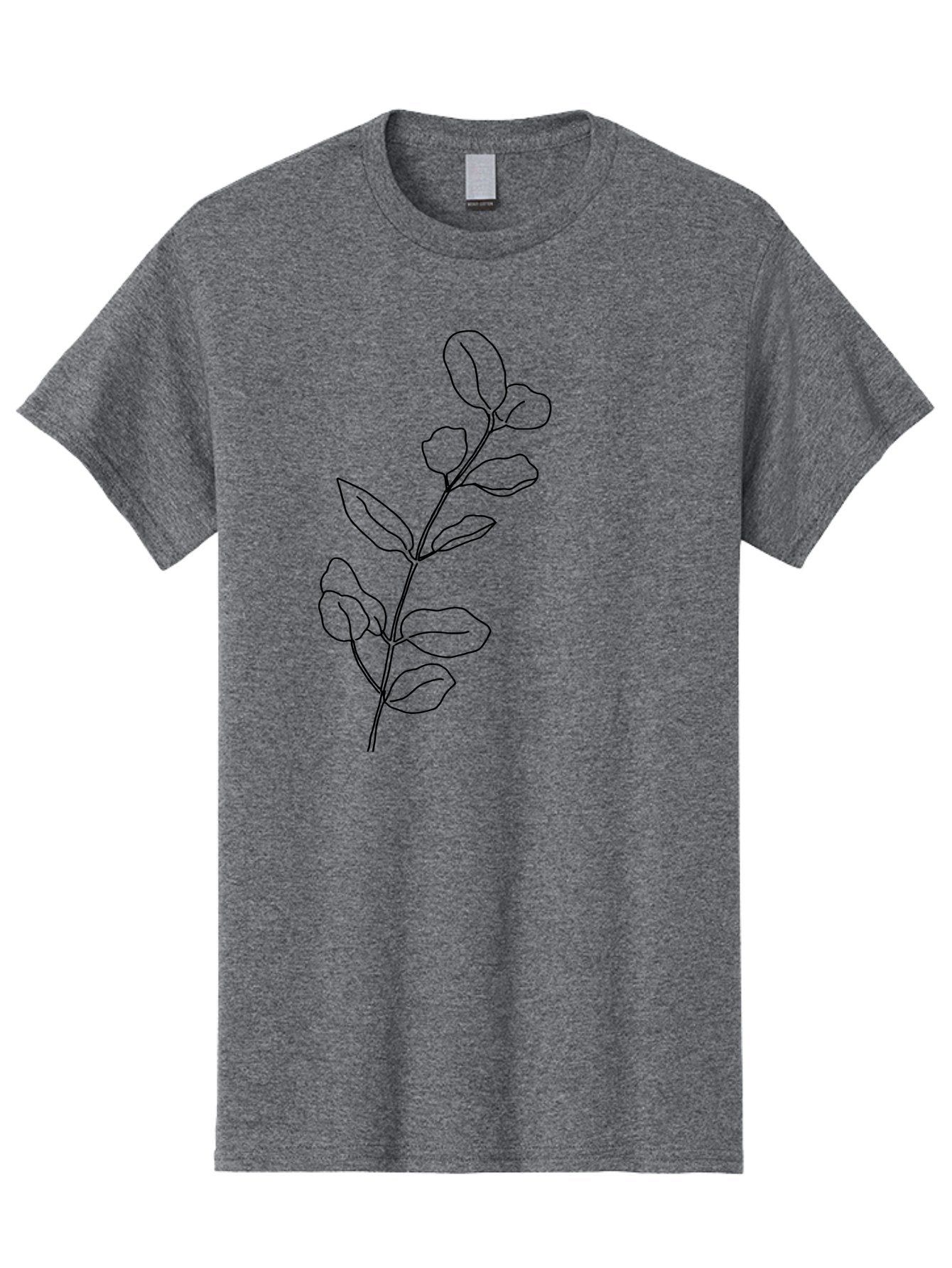 Branch-With-Leaves Men'S Graphic Tee, 100% Cotton, Comfortable Casual Summer Wear, Machine Washable, Simple Line Drawing, Leafy Branch, Minimalist Art, Black Outline, Foliage, Botanical Illustration, Simple Shapes, Natural Elements -  Aaa401 19