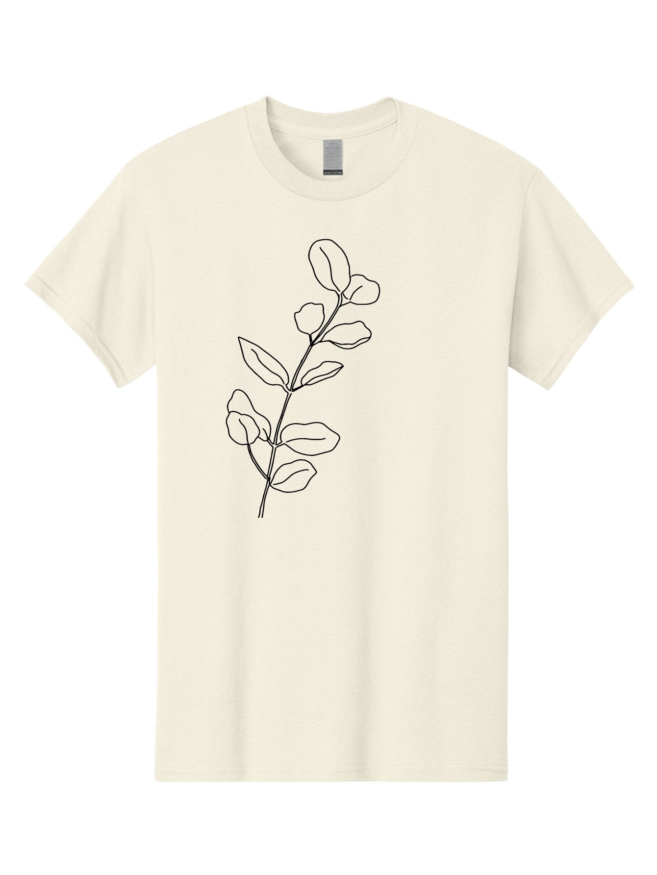 Branch-With-Leaves Men'S Graphic Tee, 100% Cotton, Comfortable Casual Summer Wear, Machine Washable, Simple Line Drawing, Leafy Branch, Minimalist Art, Black Outline, Foliage, Botanical Illustration, Simple Shapes, Natural Elements -  Aaa401 9