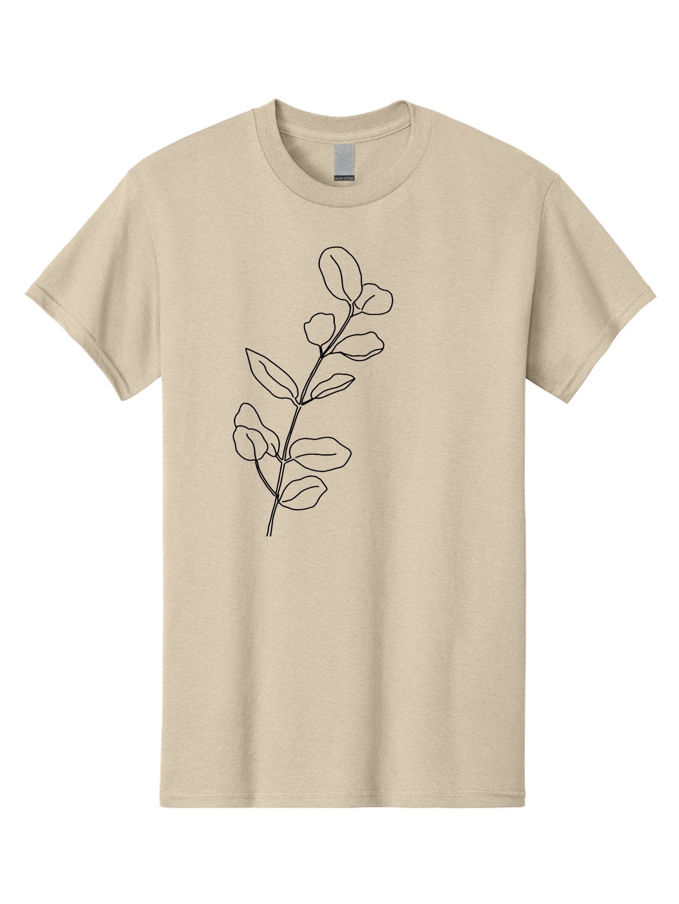 Branch-With-Leaves Men'S Graphic Tee, 100% Cotton, Comfortable Casual Summer Wear, Machine Washable, Simple Line Drawing, Leafy Branch, Minimalist Art, Black Outline, Foliage, Botanical Illustration, Simple Shapes, Natural Elements -  Aaa401 17