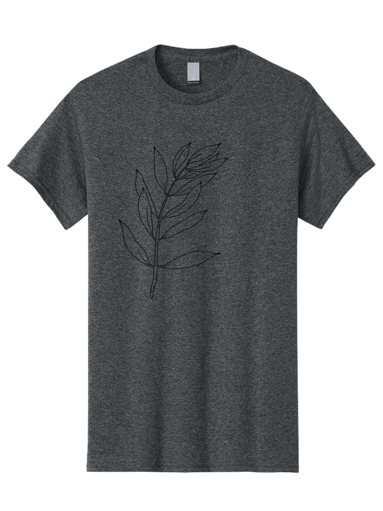 Branch Men'S Graphic Tee, 100% Cotton, Comfortable Casual Summer Wear, Machine Washable, Simple Leaf Design, Black Outline, Minimalistic Art, Botanical Illustration, Leaf Pattern, Foliage, Graphic Design, Nature-Inspired -  Aaa402 19