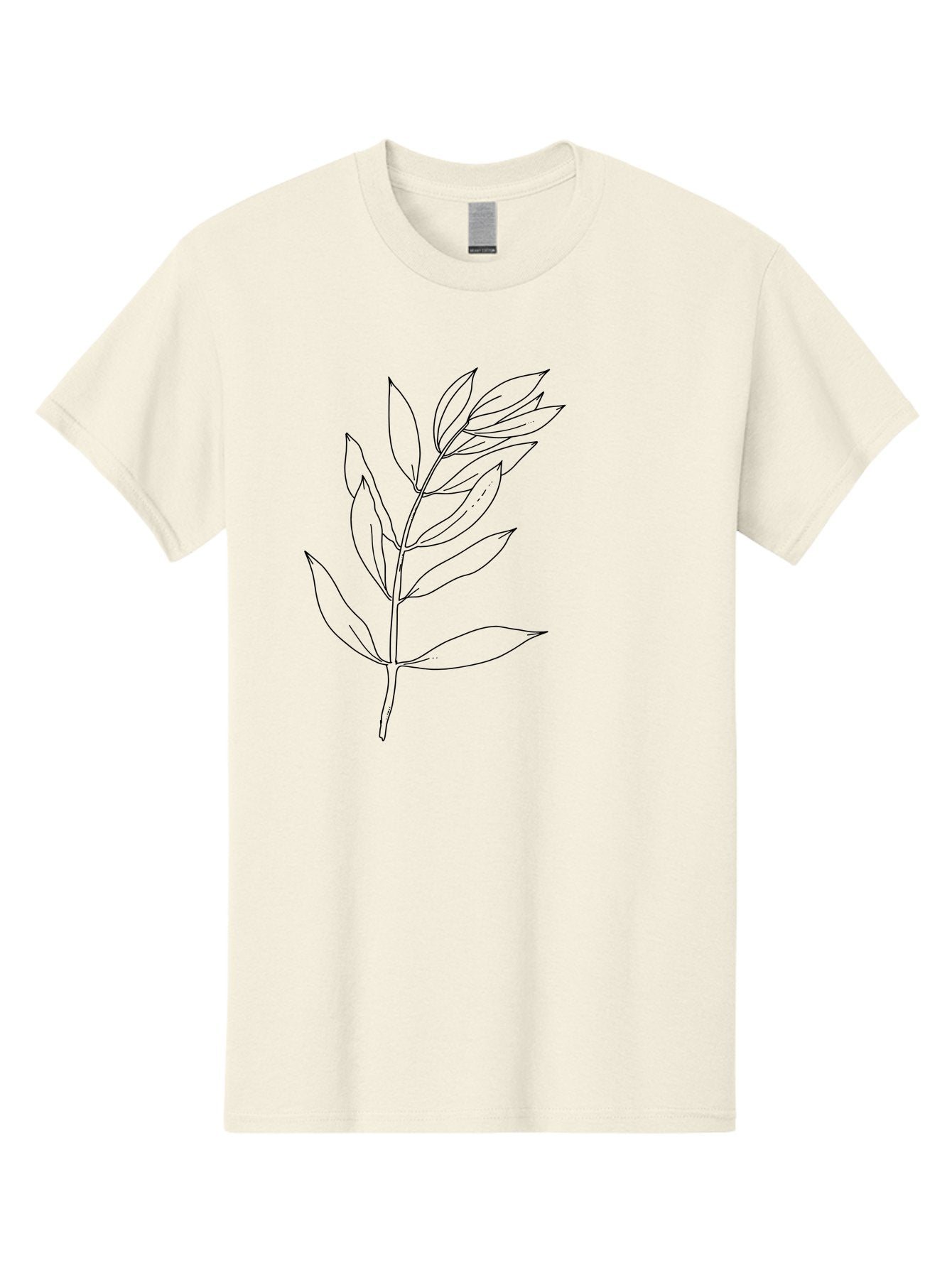 Branch Men'S Graphic Tee, 100% Cotton, Comfortable Casual Summer Wear, Machine Washable, Simple Leaf Design, Black Outline, Minimalistic Art, Botanical Illustration, Leaf Pattern, Foliage, Graphic Design, Nature-Inspired -  Aaa402 27