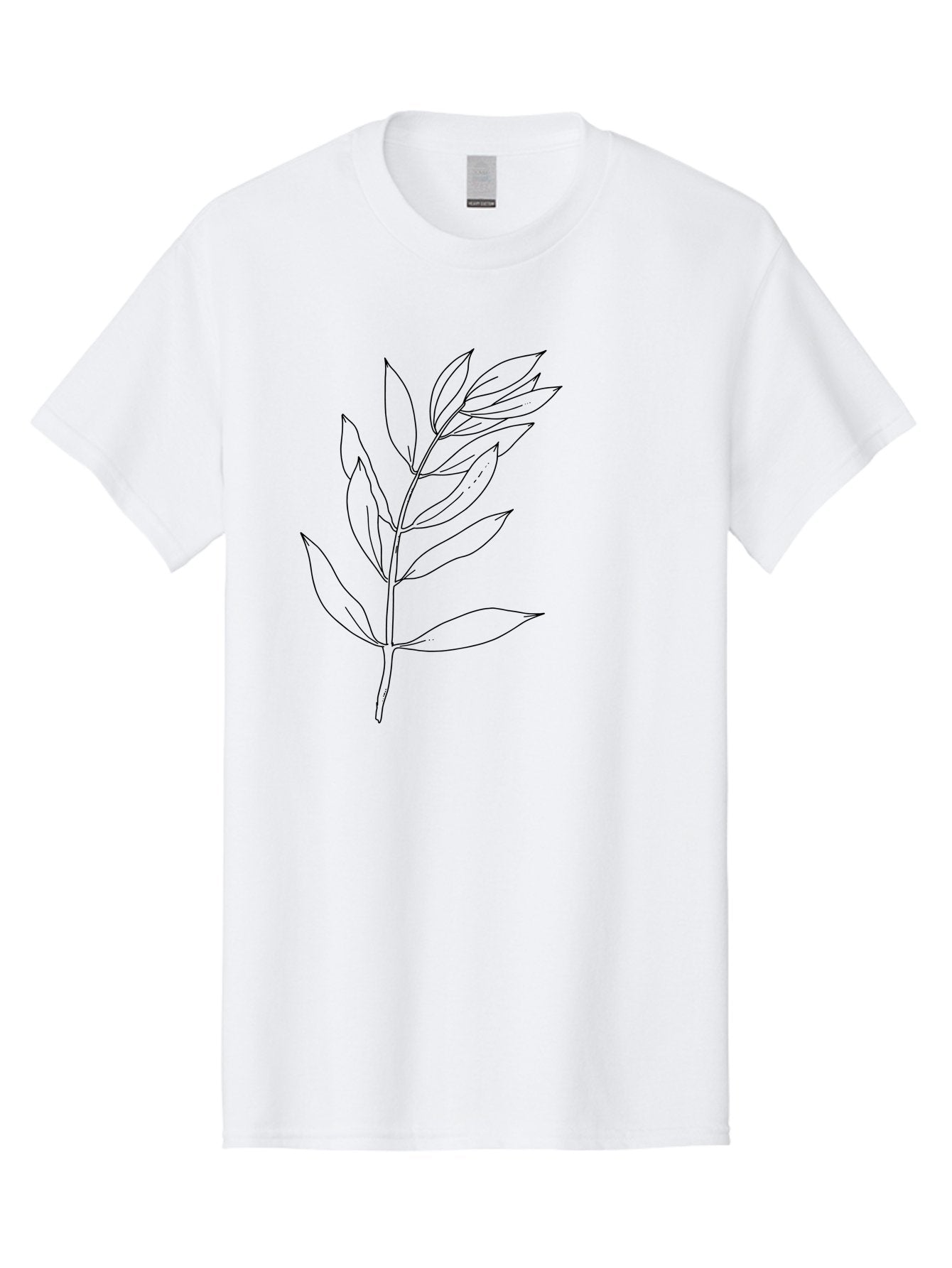 Branch Men'S Graphic Tee, 100% Cotton, Comfortable Casual Summer Wear, Machine Washable, Simple Leaf Design, Black Outline, Minimalistic Art, Botanical Illustration, Leaf Pattern, Foliage, Graphic Design, Nature-Inspired -  Aaa402 3