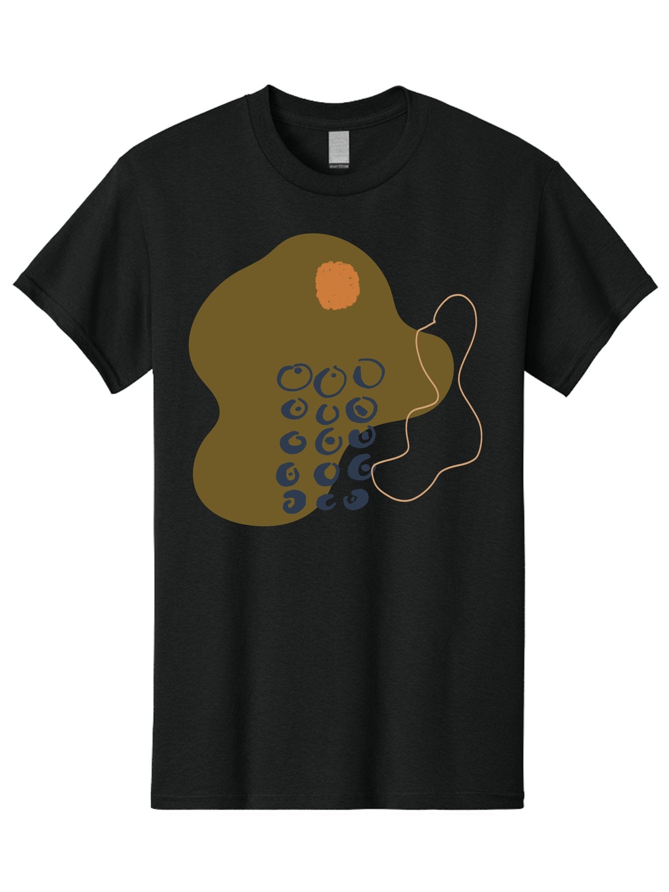 Brown-Blob Men'S Graphic Tee, 100% Cotton, Comfortable Casual Summer Wear, Machine Washable, Abstract Art, Modern Design, Blue Circles, Brown Blob, Irregular Shape, Creative Expression, Digital Illustration, Unique Pattern -  Aaa403 13