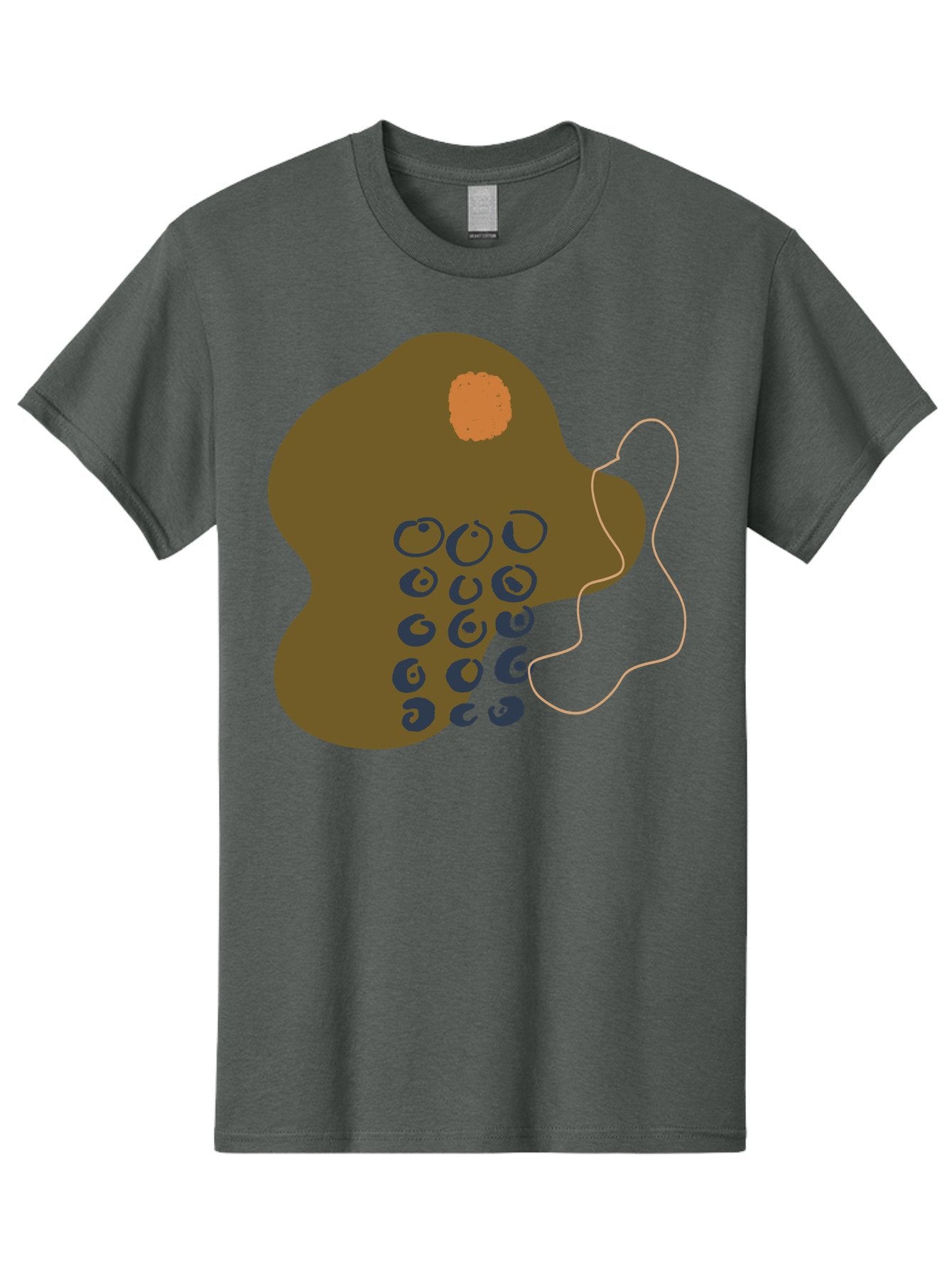 Brown-Blob Men'S Graphic Tee, 100% Cotton, Comfortable Casual Summer Wear, Machine Washable, Abstract Art, Modern Design, Blue Circles, Brown Blob, Irregular Shape, Creative Expression, Digital Illustration, Unique Pattern -  Aaa403 19