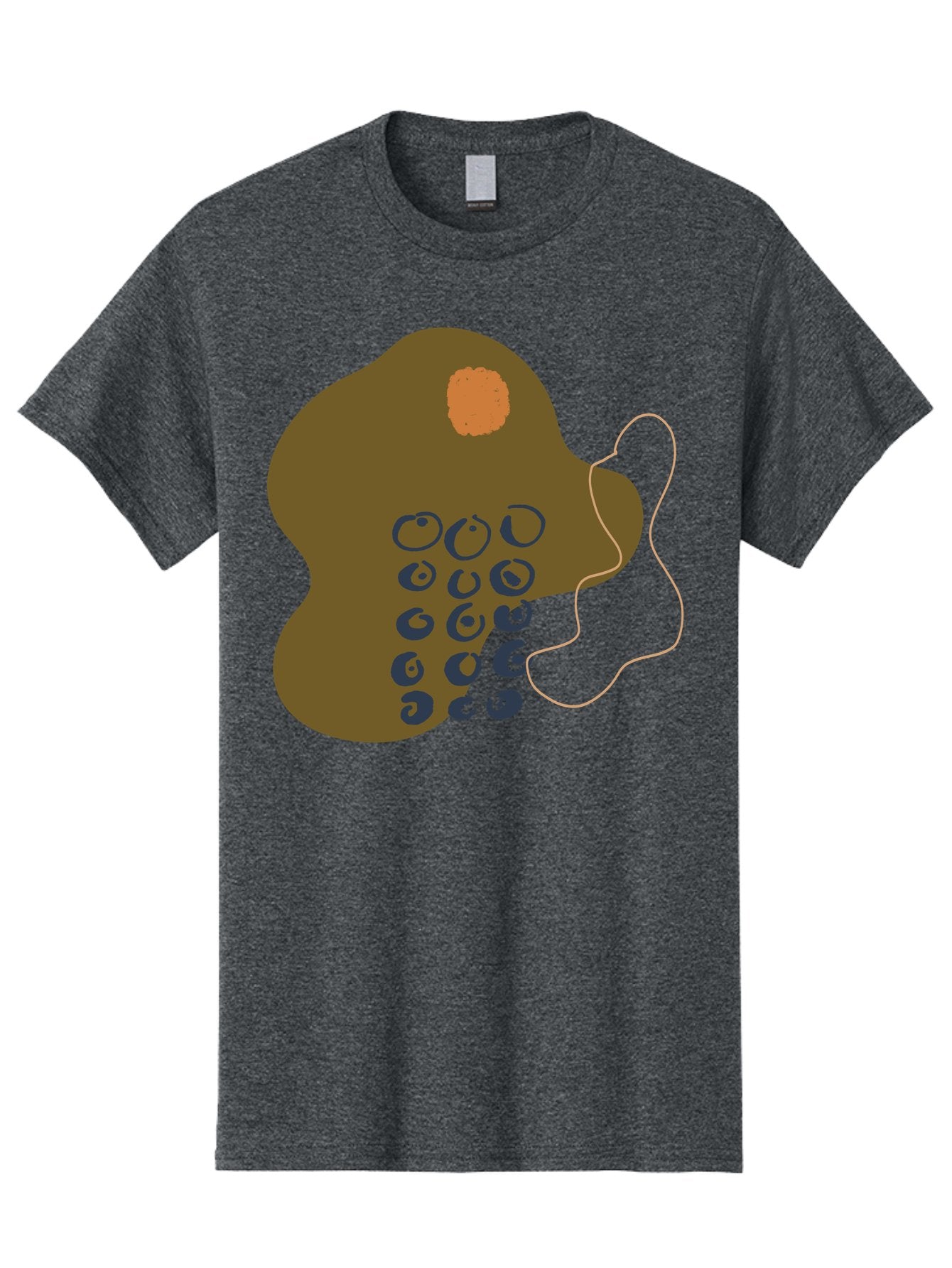 Brown-Blob Men'S Graphic Tee, 100% Cotton, Comfortable Casual Summer Wear, Machine Washable, Abstract Art, Modern Design, Blue Circles, Brown Blob, Irregular Shape, Creative Expression, Digital Illustration, Unique Pattern -  Aaa403 11