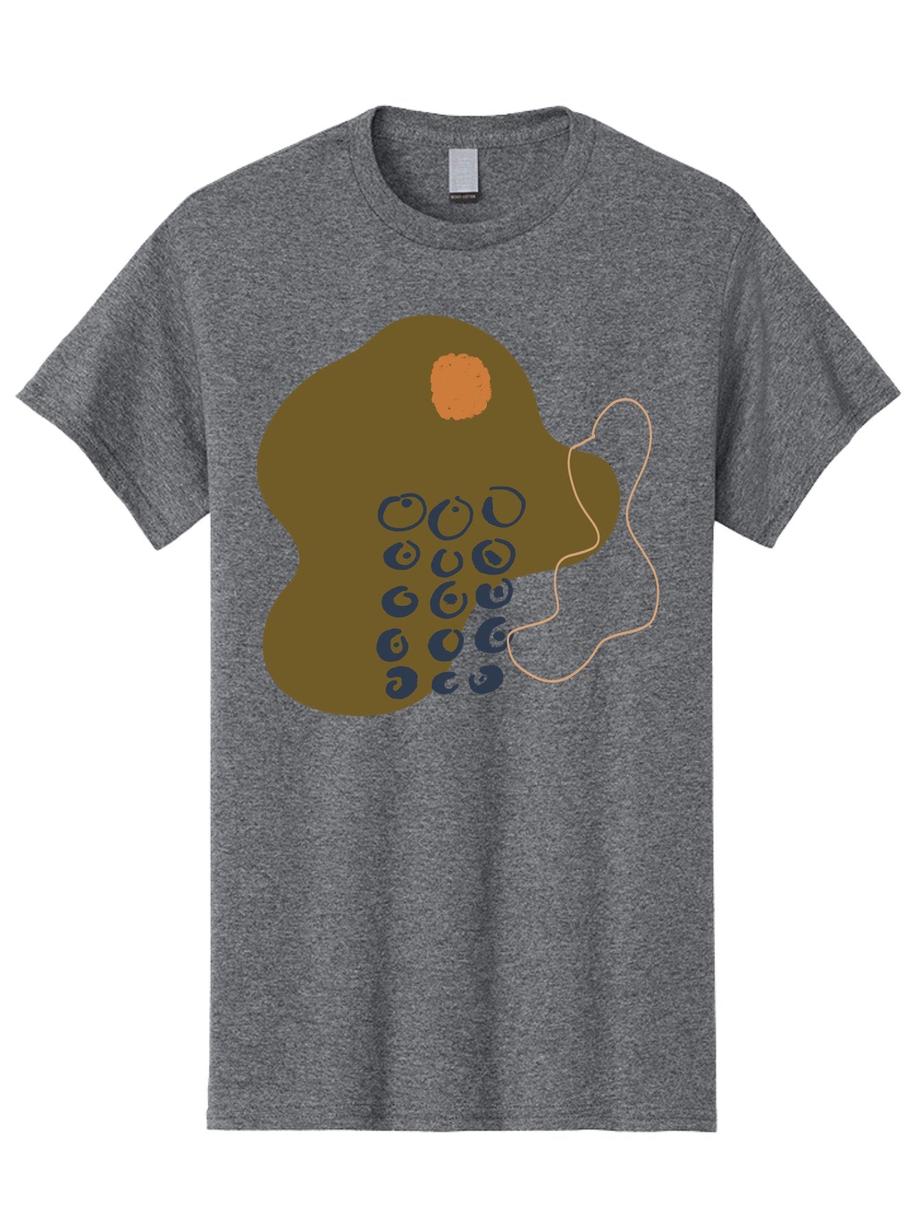 Brown-Blob Men'S Graphic Tee, 100% Cotton, Comfortable Casual Summer Wear, Machine Washable, Abstract Art, Modern Design, Blue Circles, Brown Blob, Irregular Shape, Creative Expression, Digital Illustration, Unique Pattern -  Aaa403 17