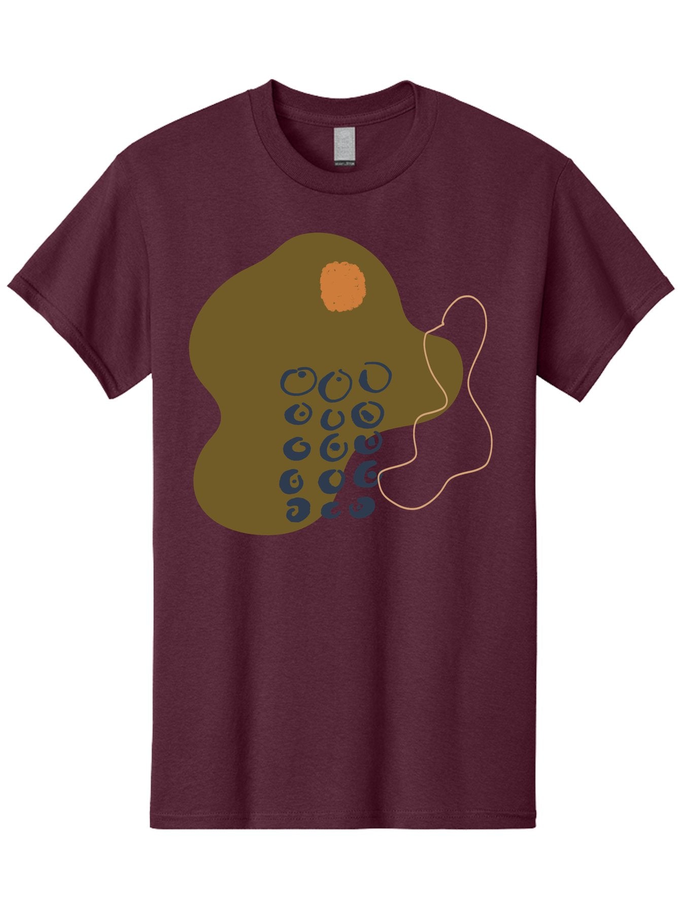 Brown-Blob Men'S Graphic Tee, 100% Cotton, Comfortable Casual Summer Wear, Machine Washable, Abstract Art, Modern Design, Blue Circles, Brown Blob, Irregular Shape, Creative Expression, Digital Illustration, Unique Pattern -  Aaa403 27