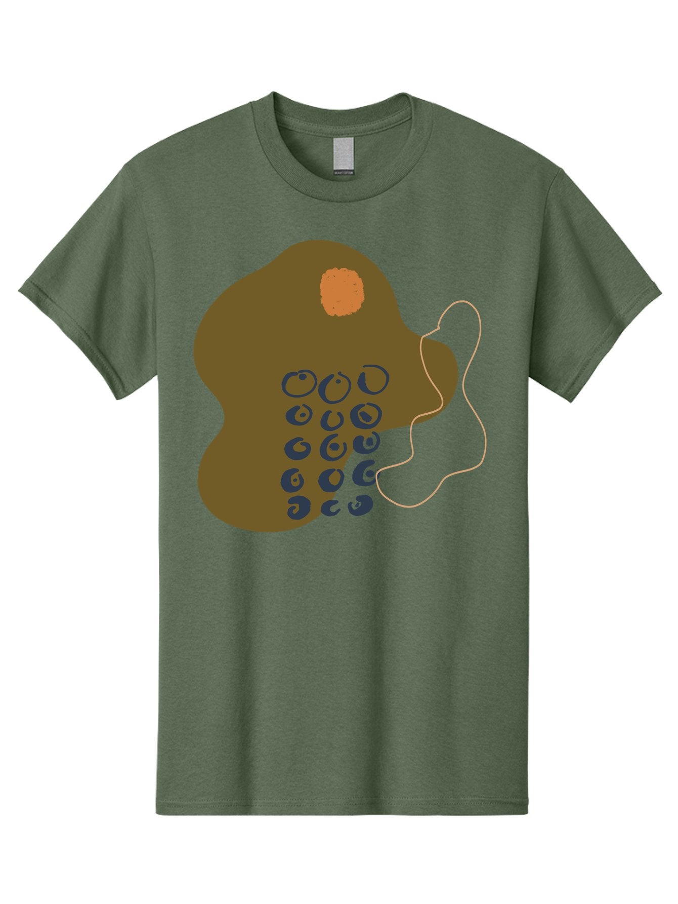 Brown-Blob Men'S Graphic Tee, 100% Cotton, Comfortable Casual Summer Wear, Machine Washable, Abstract Art, Modern Design, Blue Circles, Brown Blob, Irregular Shape, Creative Expression, Digital Illustration, Unique Pattern -  Aaa403 15