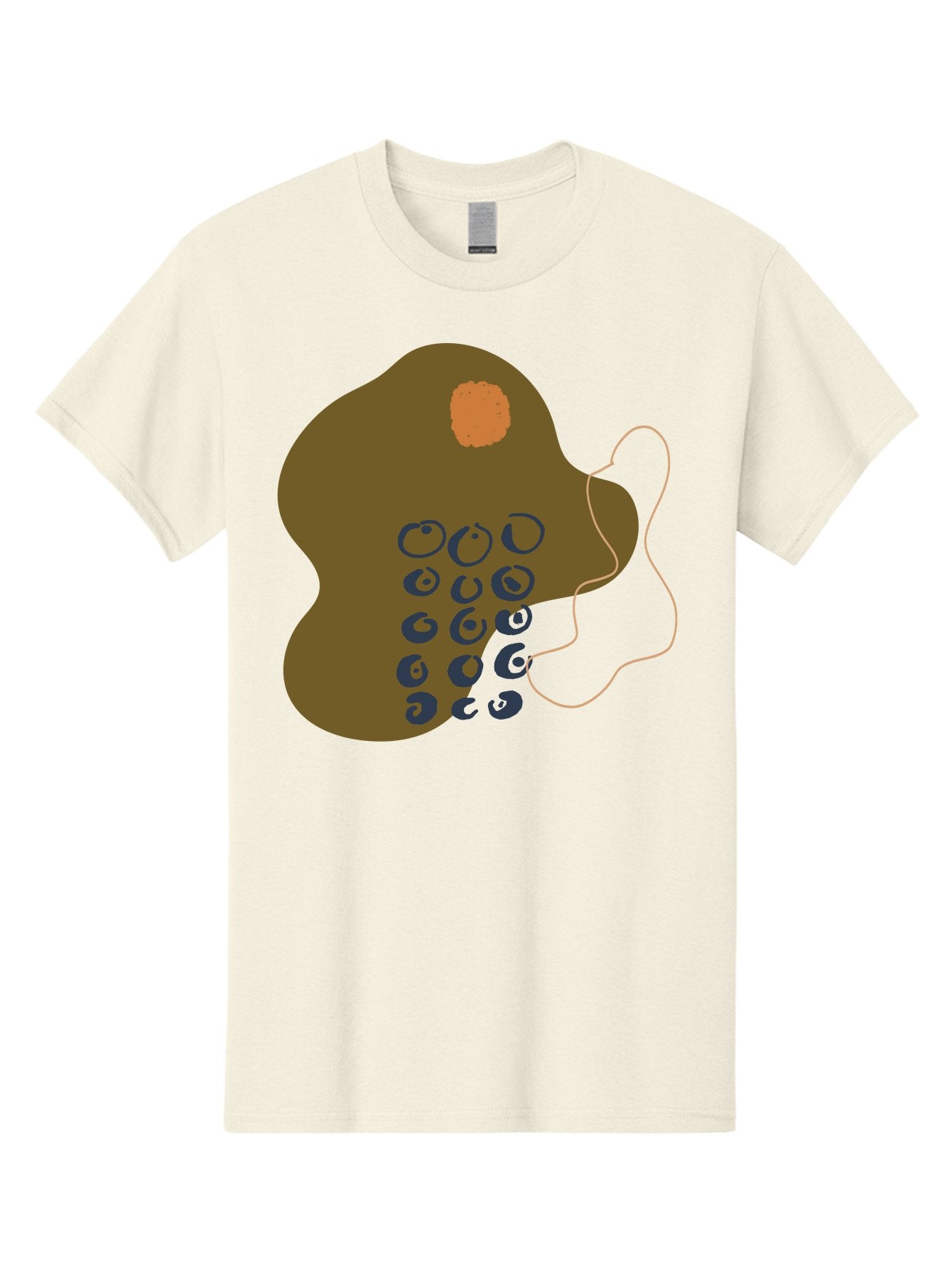 Brown-Blob Men'S Graphic Tee, 100% Cotton, Comfortable Casual Summer Wear, Machine Washable, Abstract Art, Modern Design, Blue Circles, Brown Blob, Irregular Shape, Creative Expression, Digital Illustration, Unique Pattern -  Aaa403 29