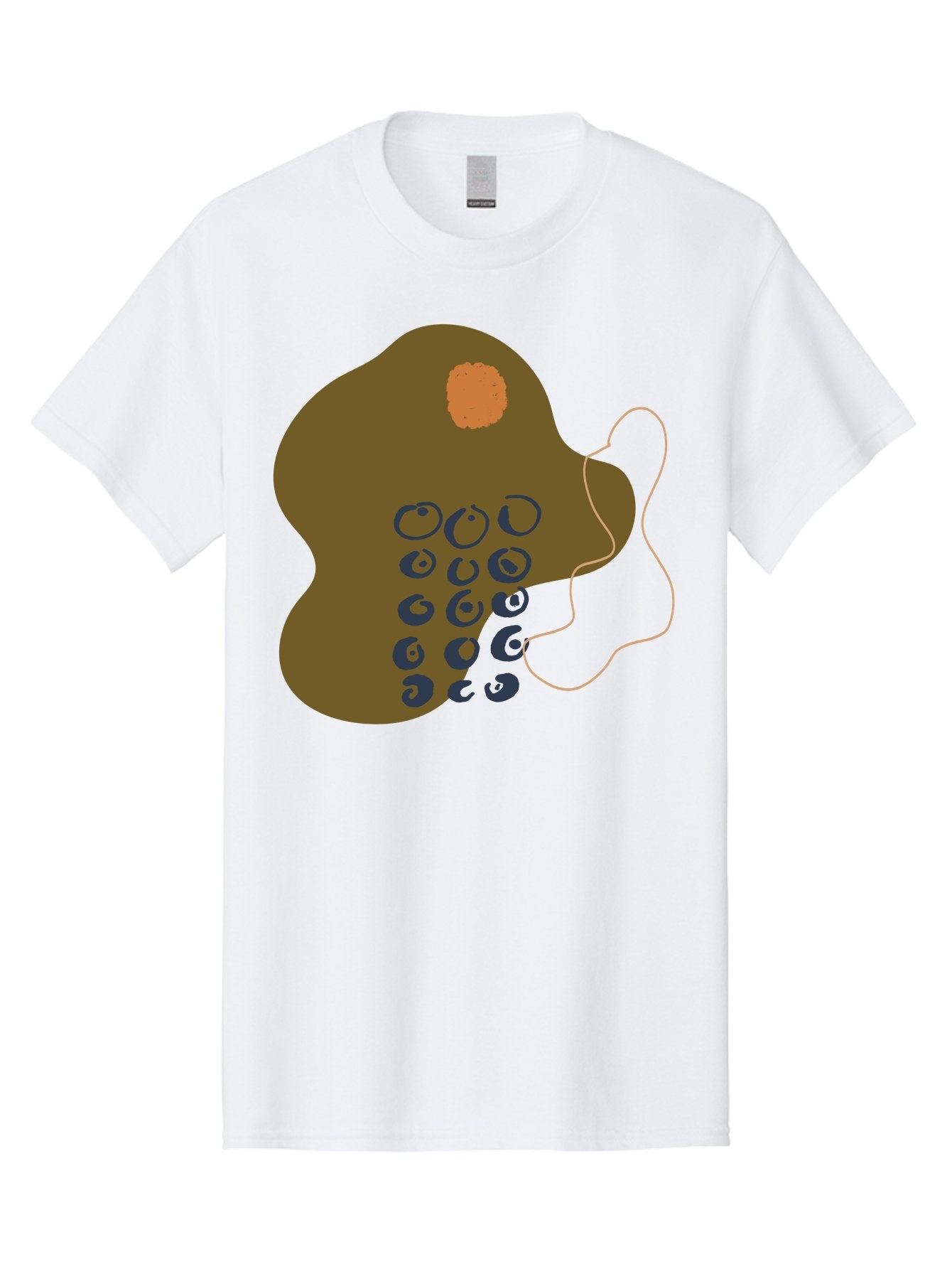 Brown-Blob Men'S Graphic Tee, 100% Cotton, Comfortable Casual Summer Wear, Machine Washable, Abstract Art, Modern Design, Blue Circles, Brown Blob, Irregular Shape, Creative Expression, Digital Illustration, Unique Pattern -  Aaa403 3