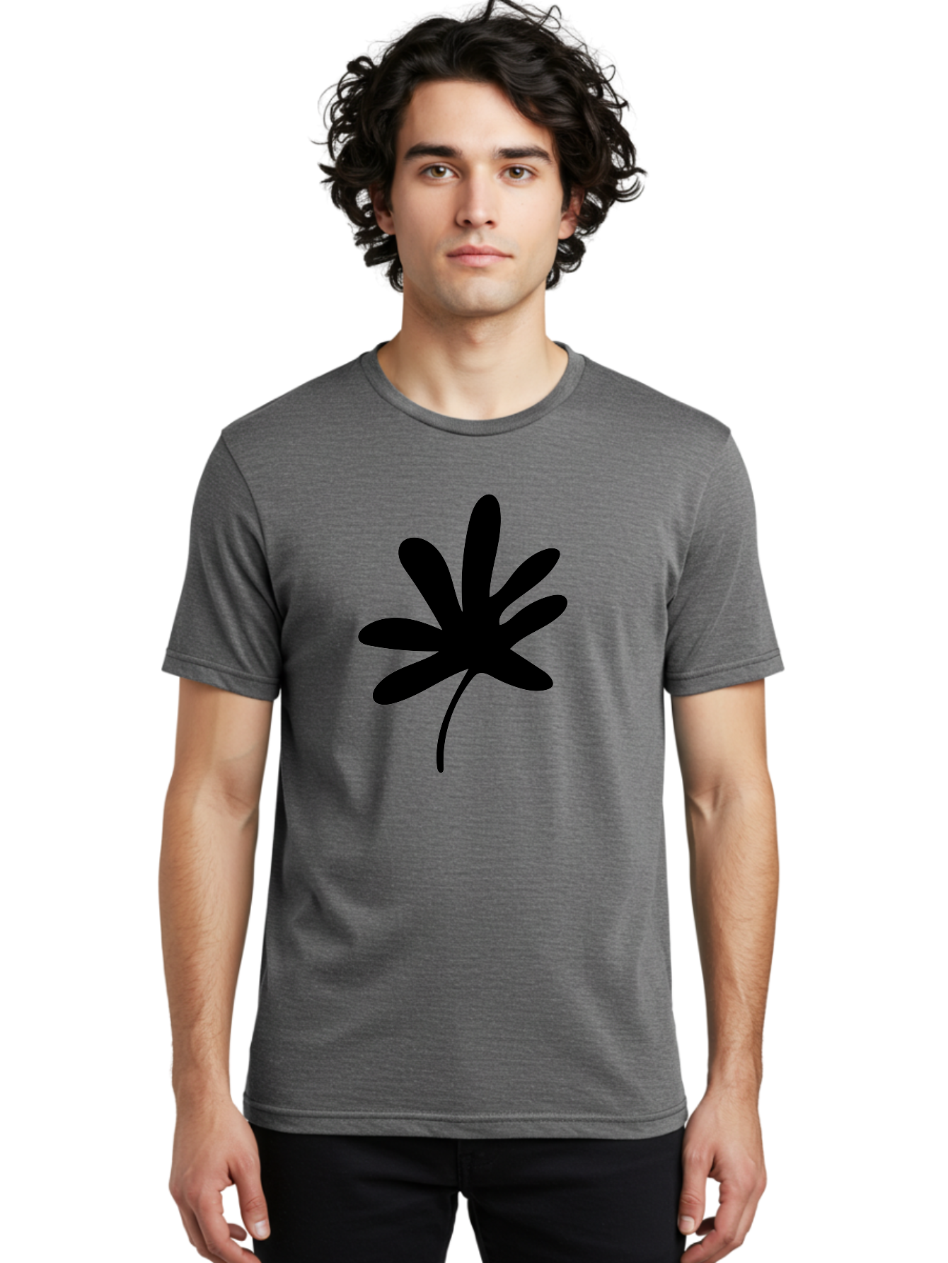 Cannabis-Leaf-2 Men'S Graphic Tee, 100% Cotton, Comfortable Casual Summer Wear, Machine Washable, Cannabis Leaf, Marijuana Symbol, Seven Pointed Leaf, Black Silhouette, Simple Design, Graphic Icon, Cannabis Culture, Weed Leaf -  Aaa407 10