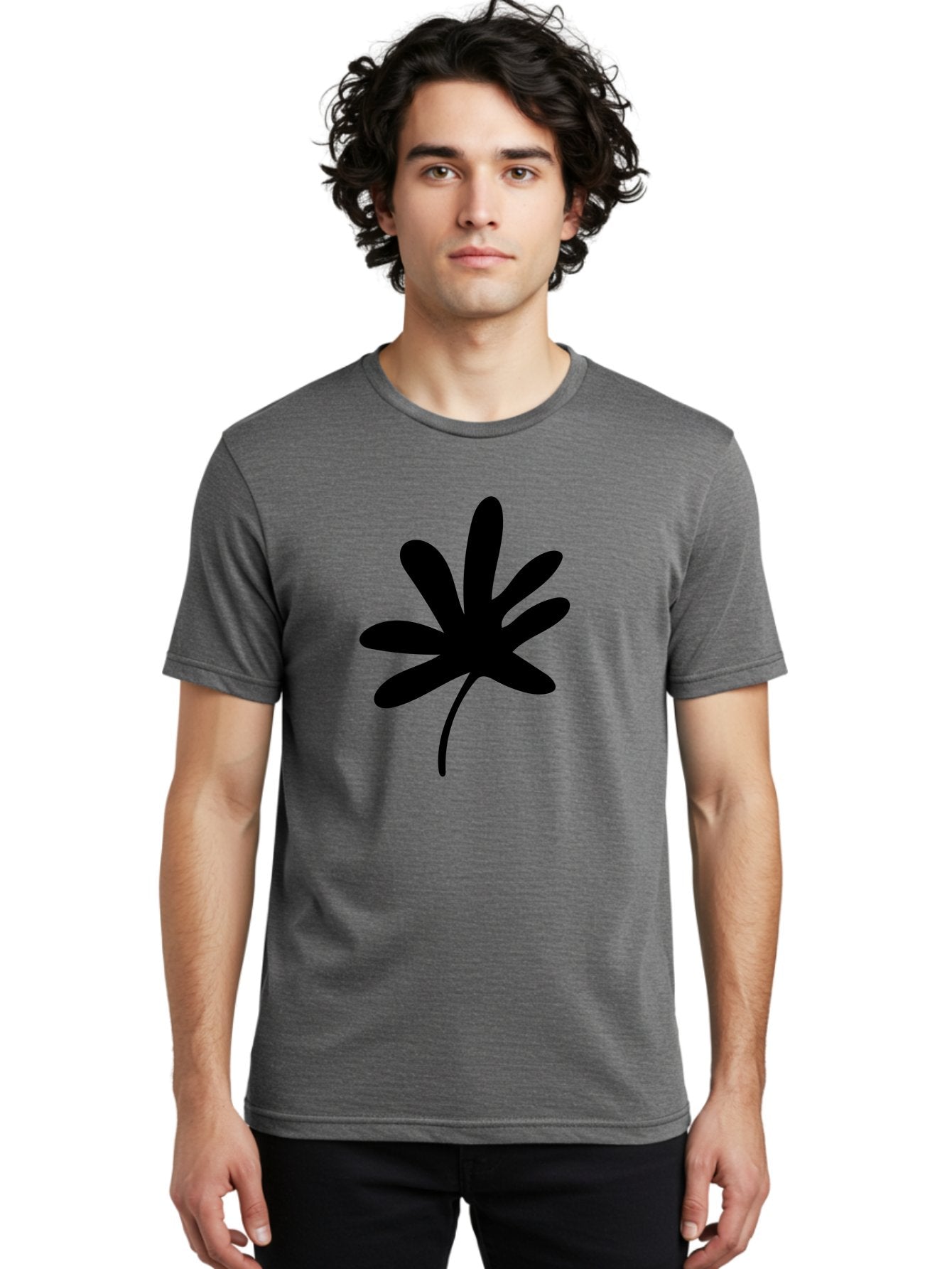 Cannabis-Leaf-2 Men'S Graphic Tee, 100% Cotton, Comfortable Casual Summer Wear, Machine Washable, Cannabis Leaf, Marijuana Symbol, Seven Pointed Leaf, Black Silhouette, Simple Design, Graphic Icon, Cannabis Culture, Weed Leaf -  Aaa407 22