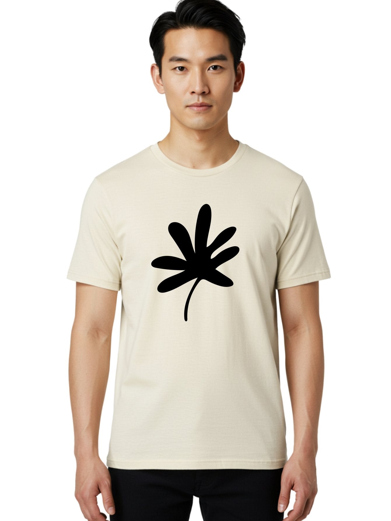 Cannabis-Leaf-2 Men'S Graphic Tee, 100% Cotton, Comfortable Casual Summer Wear, Machine Washable, Cannabis Leaf, Marijuana Symbol, Seven Pointed Leaf, Black Silhouette, Simple Design, Graphic Icon, Cannabis Culture, Weed Leaf -  Aaa407 18