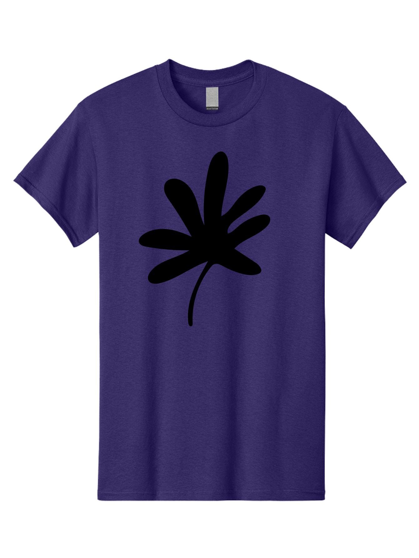 Cannabis-Leaf-2 Men'S Graphic Tee, 100% Cotton, Comfortable Casual Summer Wear, Machine Washable, Cannabis Leaf, Marijuana Symbol, Seven Pointed Leaf, Black Silhouette, Simple Design, Graphic Icon, Cannabis Culture, Weed Leaf -  Aaa407