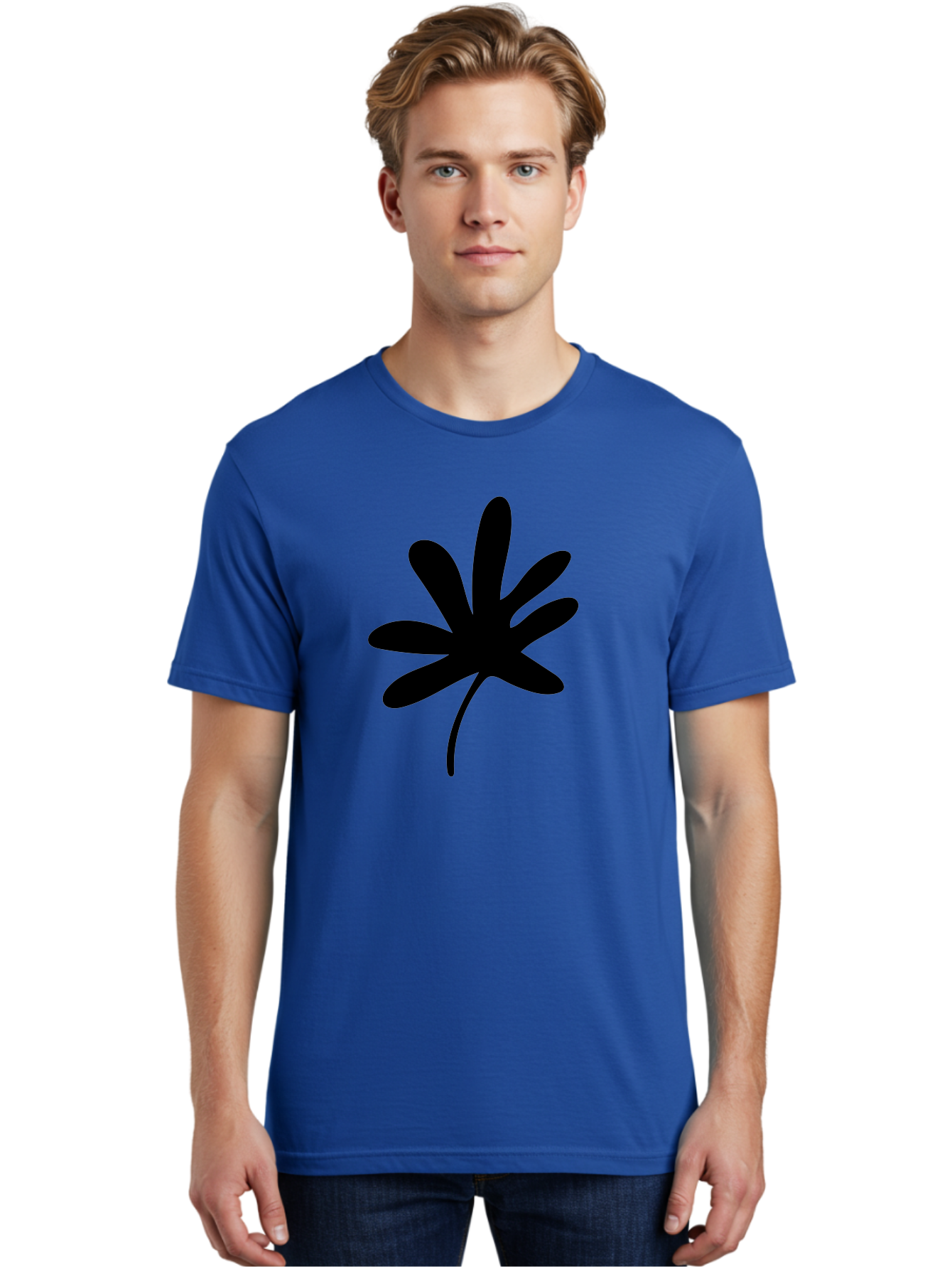 Cannabis-Leaf-2 Men'S Graphic Tee, 100% Cotton, Comfortable Casual Summer Wear, Machine Washable, Cannabis Leaf, Marijuana Symbol, Seven Pointed Leaf, Black Silhouette, Simple Design, Graphic Icon, Cannabis Culture, Weed Leaf -  Aaa407 26