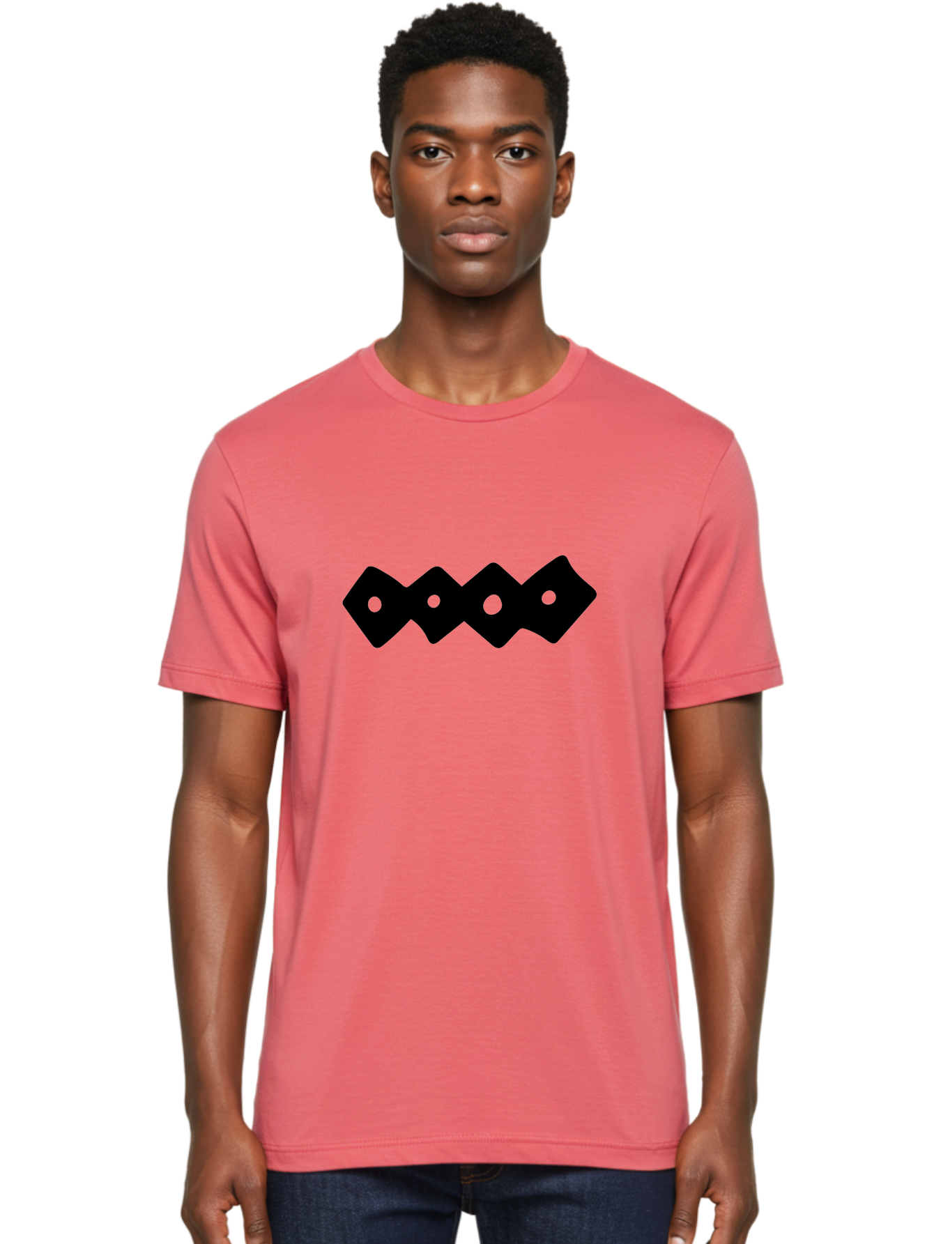 Chain-Links Men'S Graphic Tee, 100% Cotton, Comfortable Casual Summer Wear, Machine Washable, Black Logo Design, Minimalist Branding, Circular Elements, Modern Graphic Design, Abstract Symbol, Corporate Identity -  Aaa411 6
