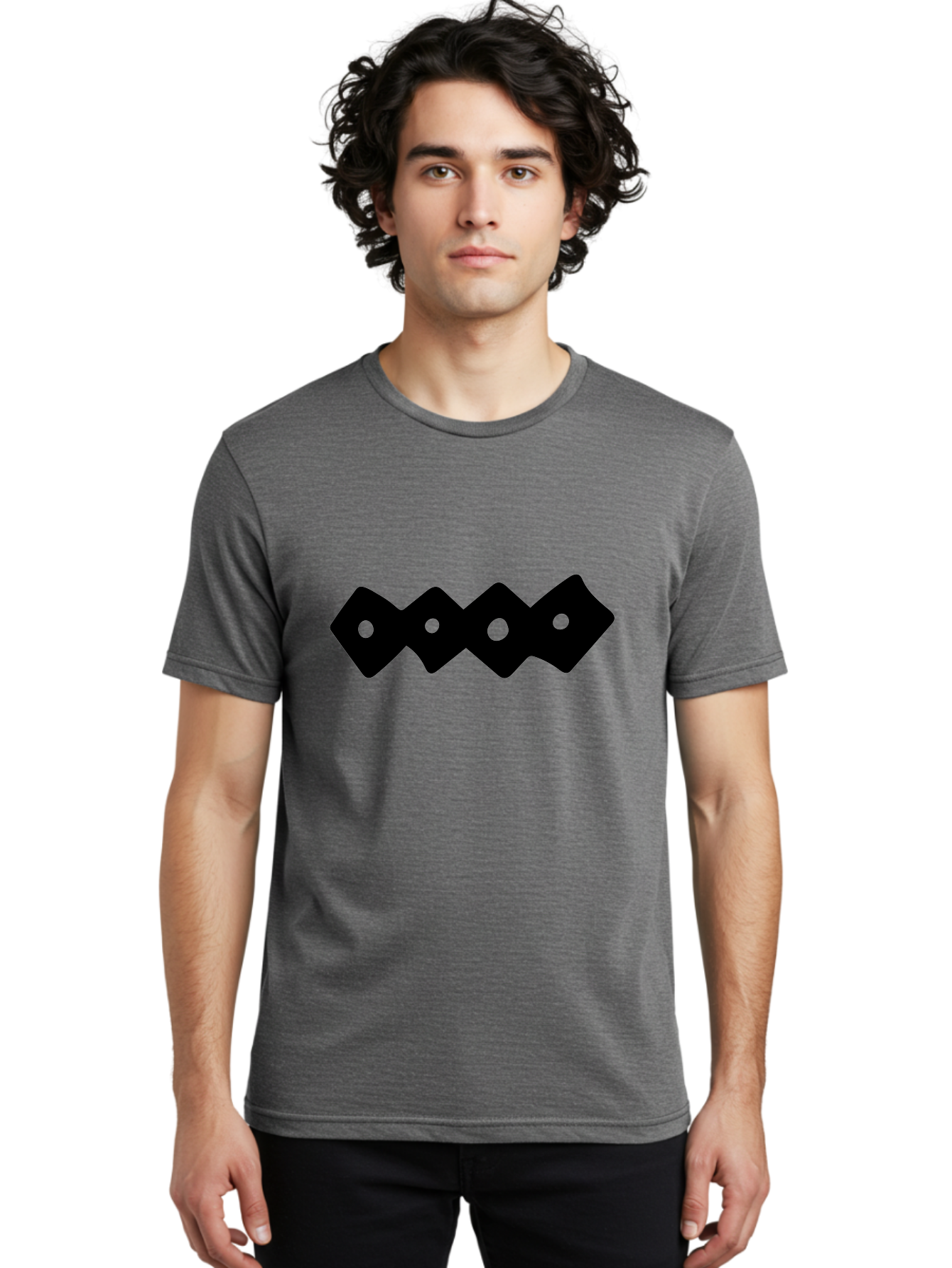 Chain-Links Men'S Graphic Tee, 100% Cotton, Comfortable Casual Summer Wear, Machine Washable, Black Logo Design, Minimalist Branding, Circular Elements, Modern Graphic Design, Abstract Symbol, Corporate Identity -  Aaa411 10