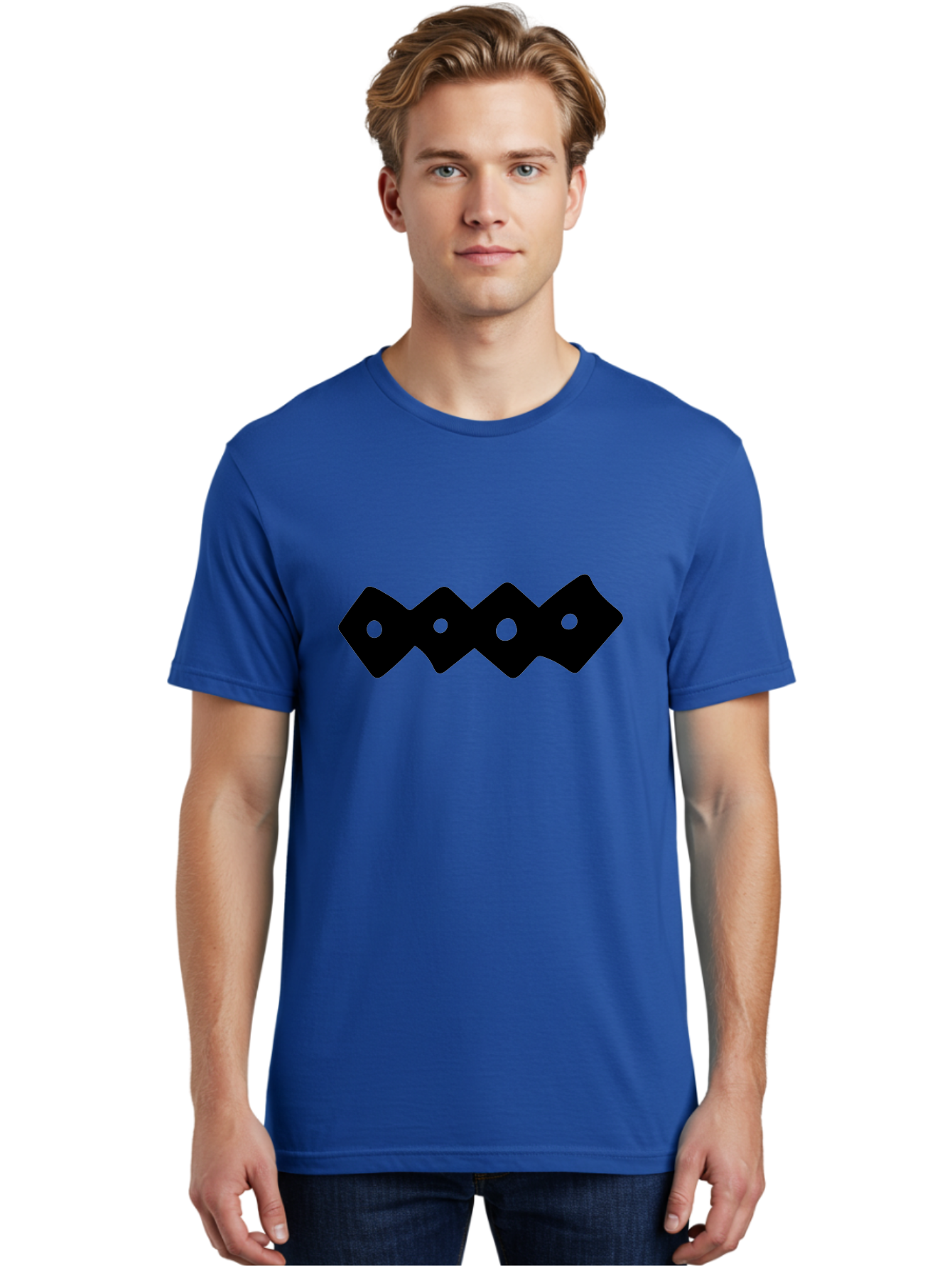 Chain-Links Men'S Graphic Tee, 100% Cotton, Comfortable Casual Summer Wear, Machine Washable, Black Logo Design, Minimalist Branding, Circular Elements, Modern Graphic Design, Abstract Symbol, Corporate Identity -  Aaa411 26