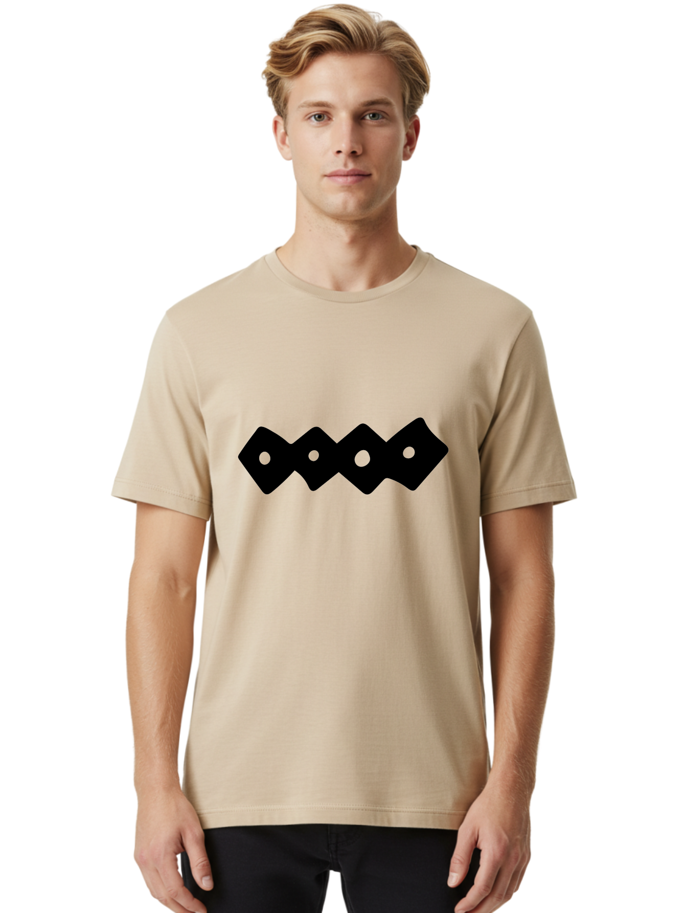 Chain-Links Men'S Graphic Tee, 100% Cotton, Comfortable Casual Summer Wear, Machine Washable, Black Logo Design, Minimalist Branding, Circular Elements, Modern Graphic Design, Abstract Symbol, Corporate Identity -  Aaa411 28