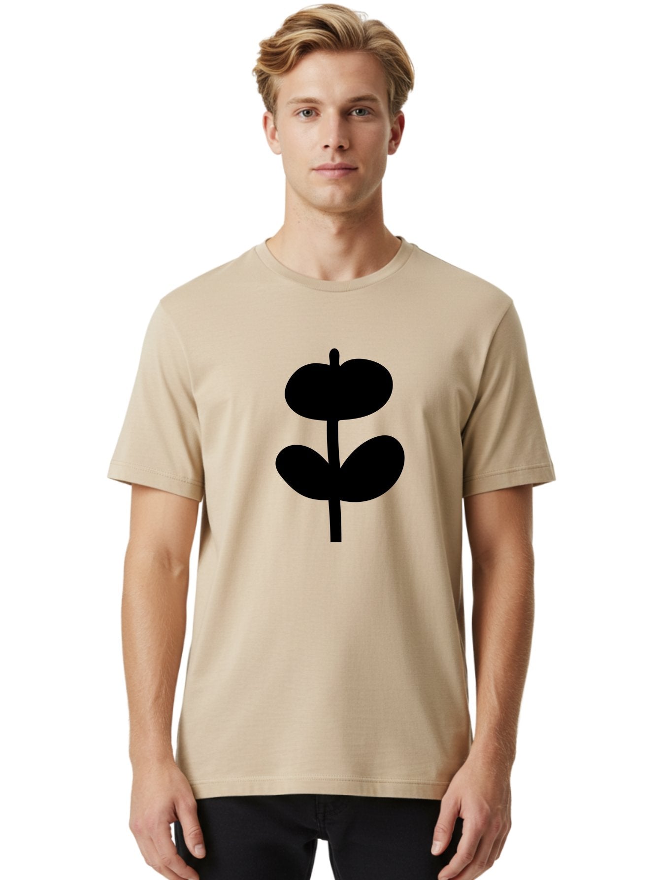 Clover-Silhouette Men'S Graphic Tee, 100% Cotton, Comfortable Casual Summer Wear, Machine Washable, Clover Icon, Shamrock Symbol, Three-Leafed Plant, Simple Design, Minimalist Illustration, Black Silhouette -  Aaa414 8