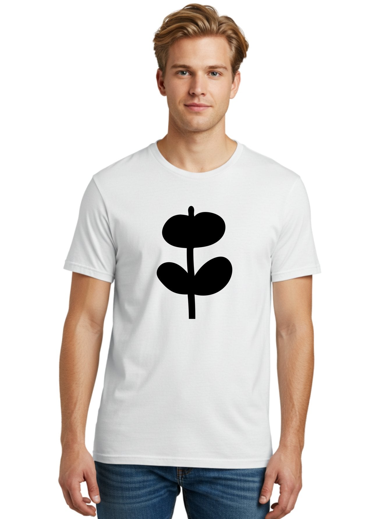 Clover-Silhouette Men'S Graphic Tee, 100% Cotton, Comfortable Casual Summer Wear, Machine Washable, Clover Icon, Shamrock Symbol, Three-Leafed Plant, Simple Design, Minimalist Illustration, Black Silhouette -  Aaa414 6