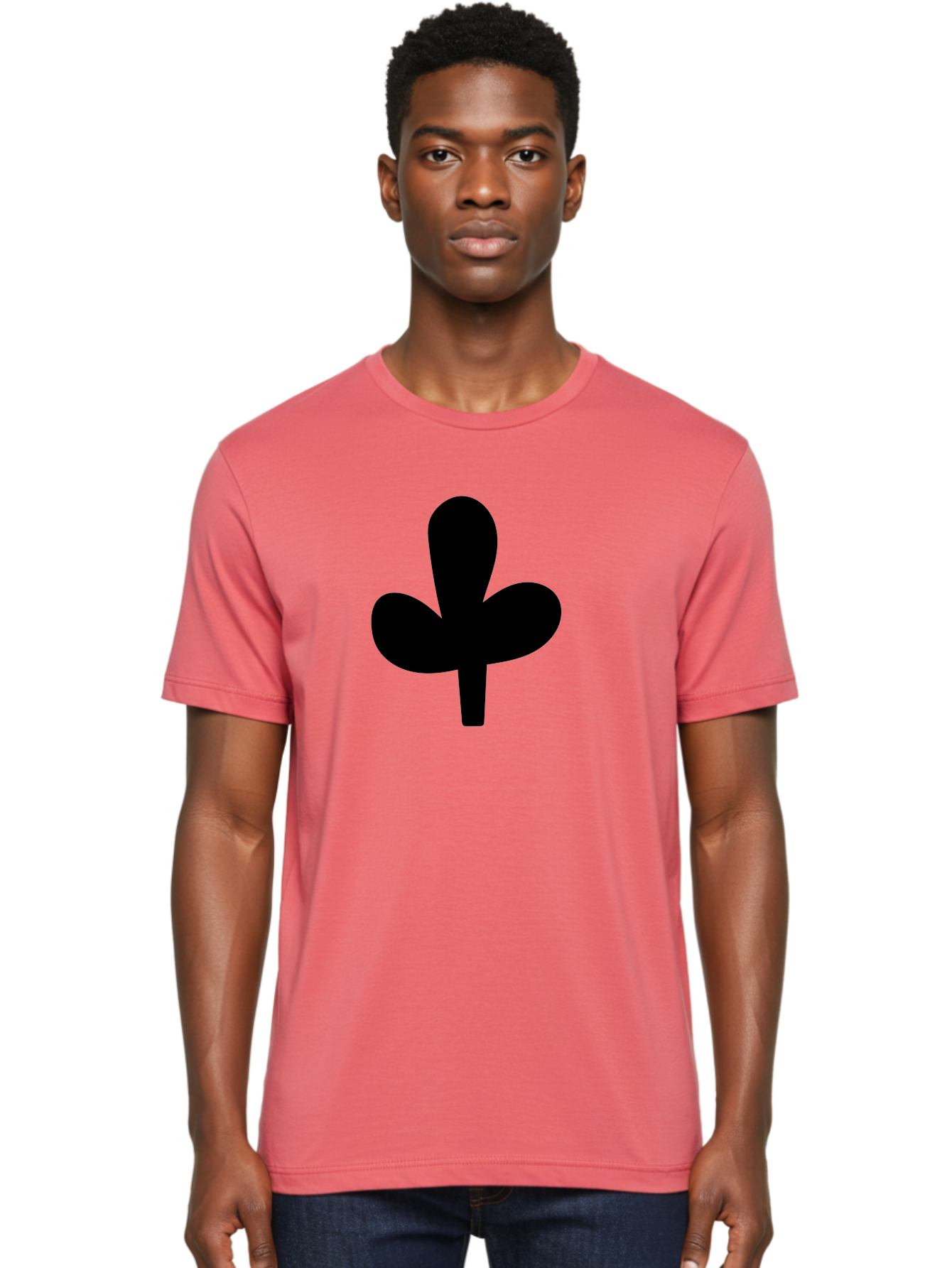 Clover Men'S Graphic Tee, 100% Cotton, Comfortable Casual Summer Wear, Machine Washable, Clover Symbol, Shamrock Icon, Three-Leafed Plant, Minimalist Design, Simple Shape, Bold Silhouette -  Aaa415 4