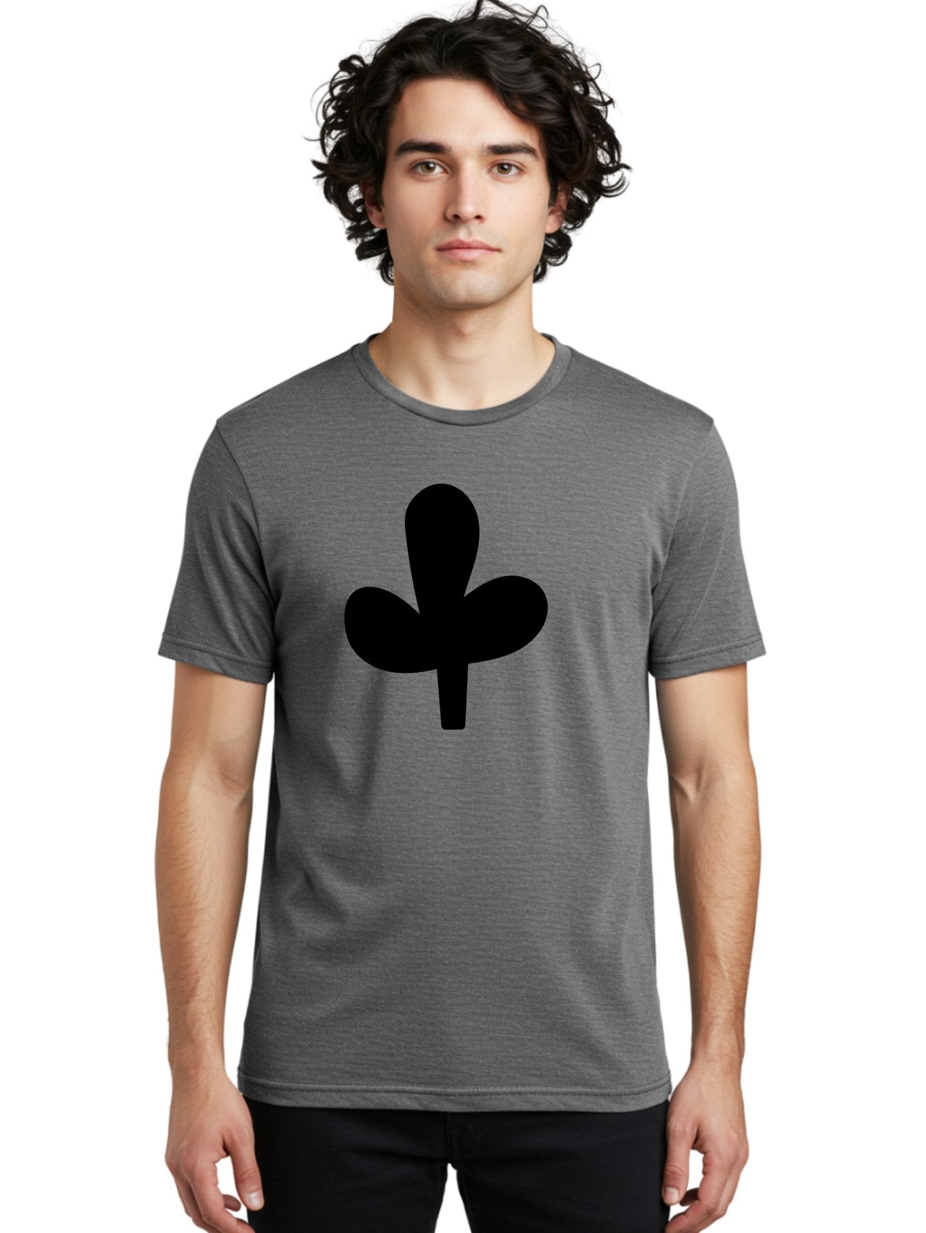 Clover Men'S Graphic Tee, 100% Cotton, Comfortable Casual Summer Wear, Machine Washable, Clover Symbol, Shamrock Icon, Three-Leafed Plant, Minimalist Design, Simple Shape, Bold Silhouette -  Aaa415 26