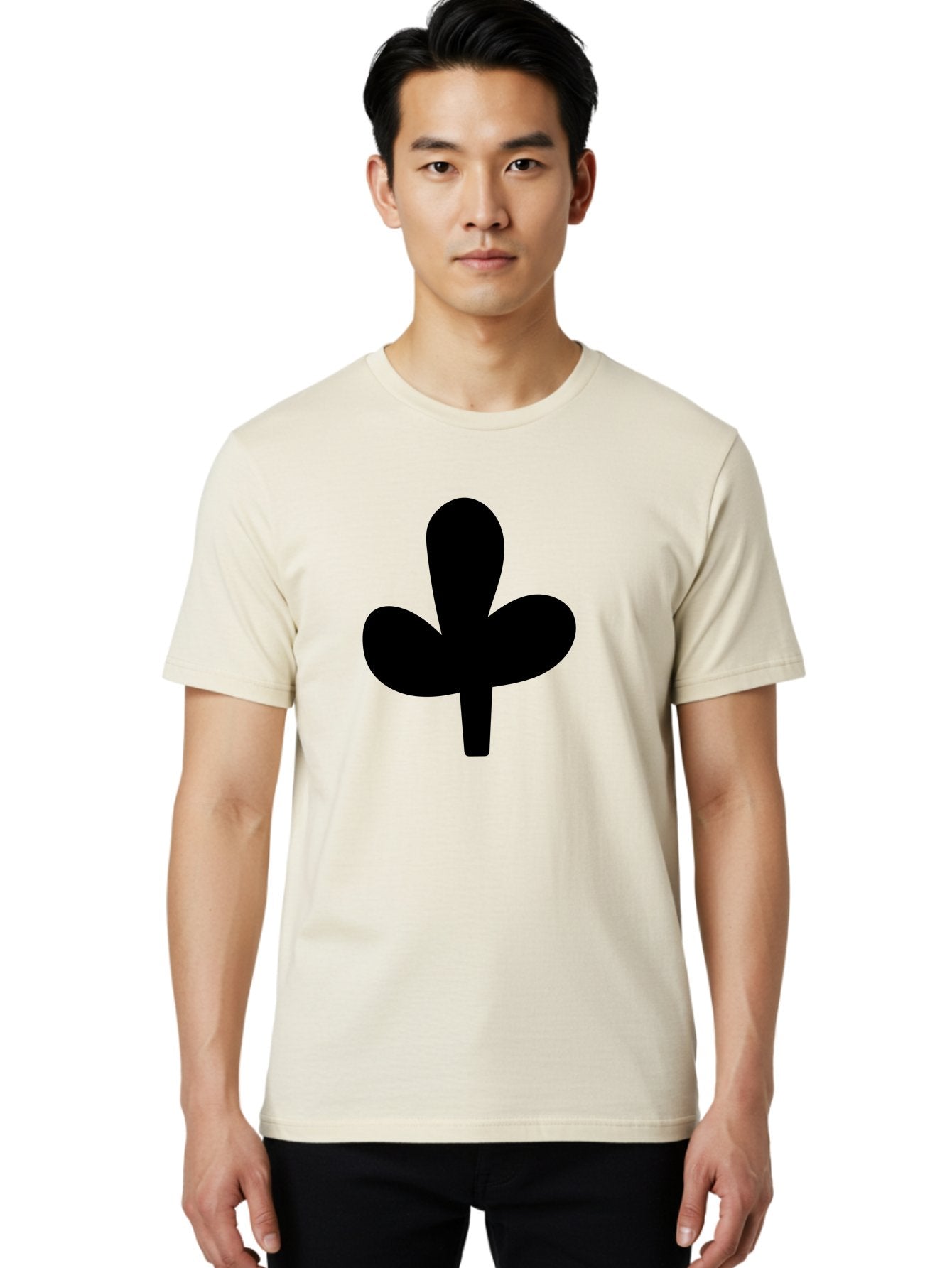 Clover Men'S Graphic Tee, 100% Cotton, Comfortable Casual Summer Wear, Machine Washable, Clover Symbol, Shamrock Icon, Three-Leafed Plant, Minimalist Design, Simple Shape, Bold Silhouette -  Aaa415 24