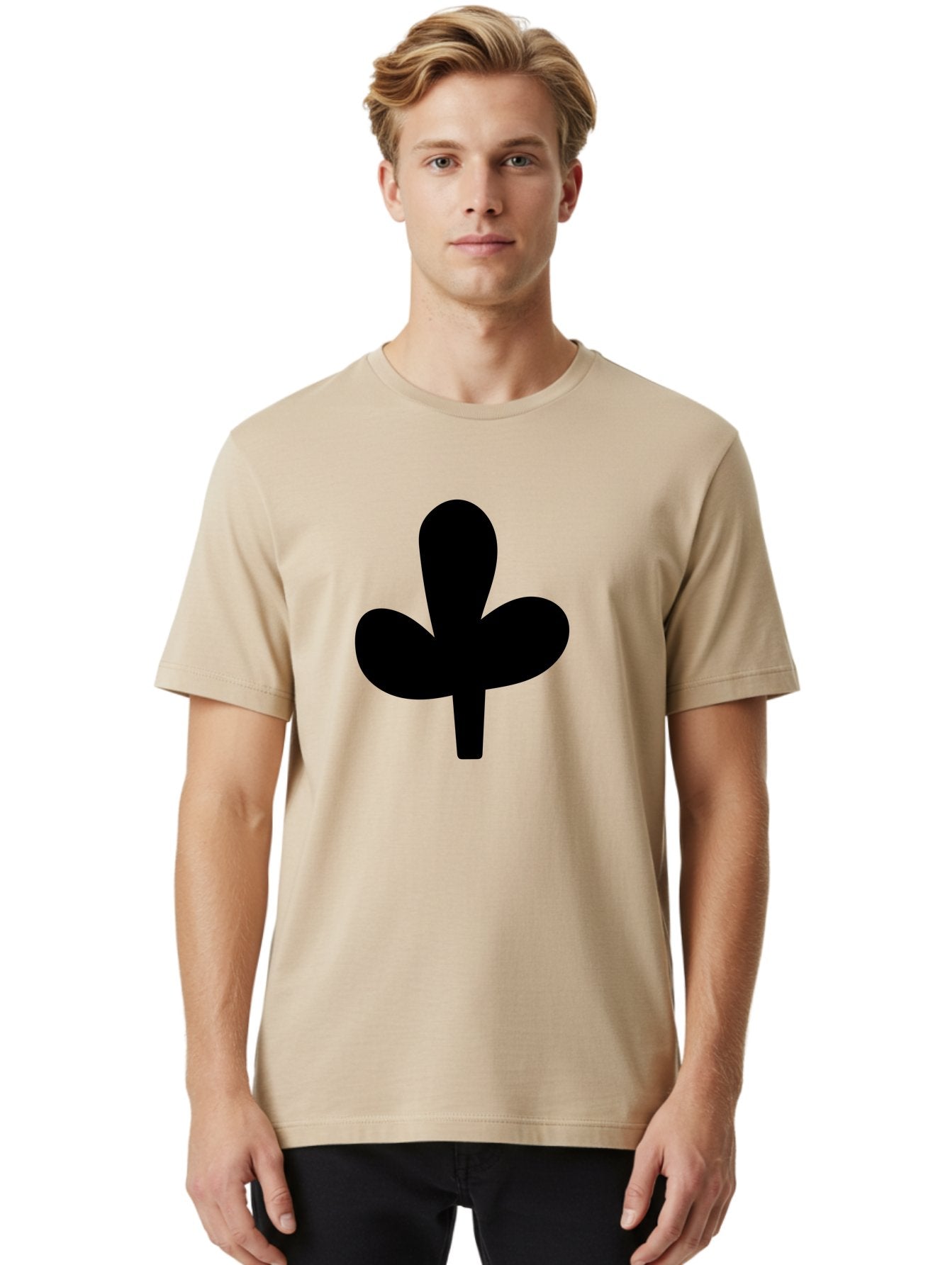 Clover Men'S Graphic Tee, 100% Cotton, Comfortable Casual Summer Wear, Machine Washable, Clover Symbol, Shamrock Icon, Three-Leafed Plant, Minimalist Design, Simple Shape, Bold Silhouette -  Aaa415 12