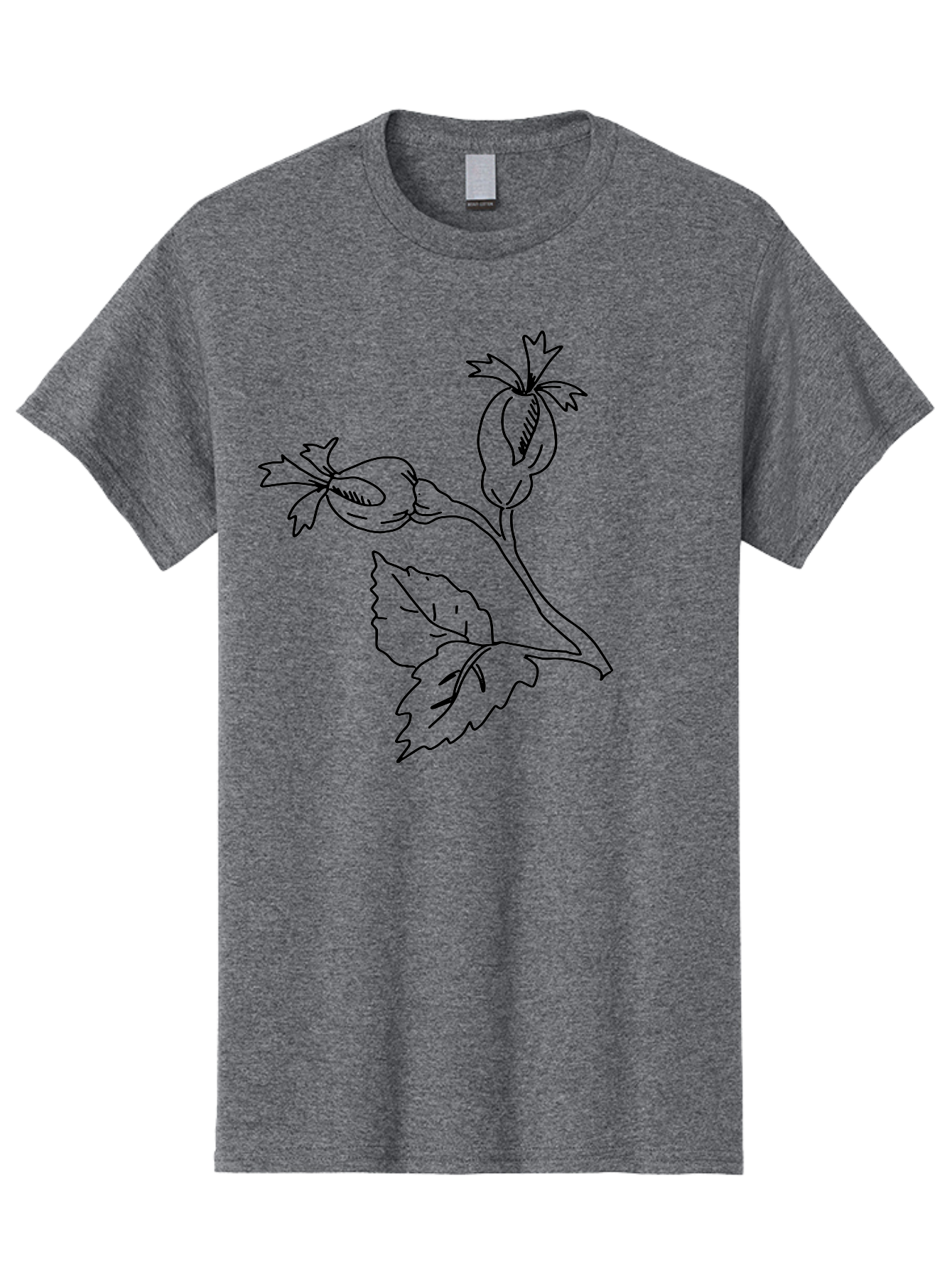 Cotton-Plant Men'S Graphic Tee, 100% Cotton, Comfortable Casual Summer Wear, Machine Washable, Cotton Plant Illustration, Cotton Buds, Simple Line Art, Minimalist Design, Botanical Drawing, Organic Shapes -  Aaa417 9