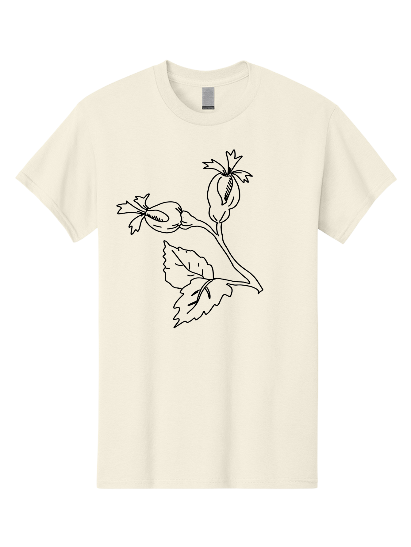 Cotton-Plant Men'S Graphic Tee, 100% Cotton, Comfortable Casual Summer Wear, Machine Washable, Cotton Plant Illustration, Cotton Buds, Simple Line Art, Minimalist Design, Botanical Drawing, Organic Shapes -  Aaa417 17