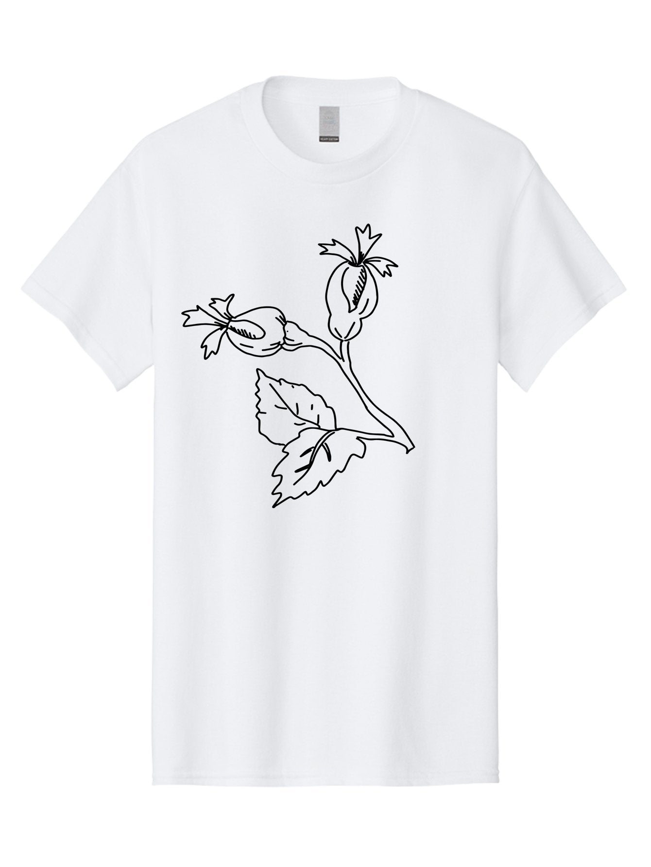 Cotton-Plant Men'S Graphic Tee, 100% Cotton, Comfortable Casual Summer Wear, Machine Washable, Cotton Plant Illustration, Cotton Buds, Simple Line Art, Minimalist Design, Botanical Drawing, Organic Shapes -  Aaa417 19