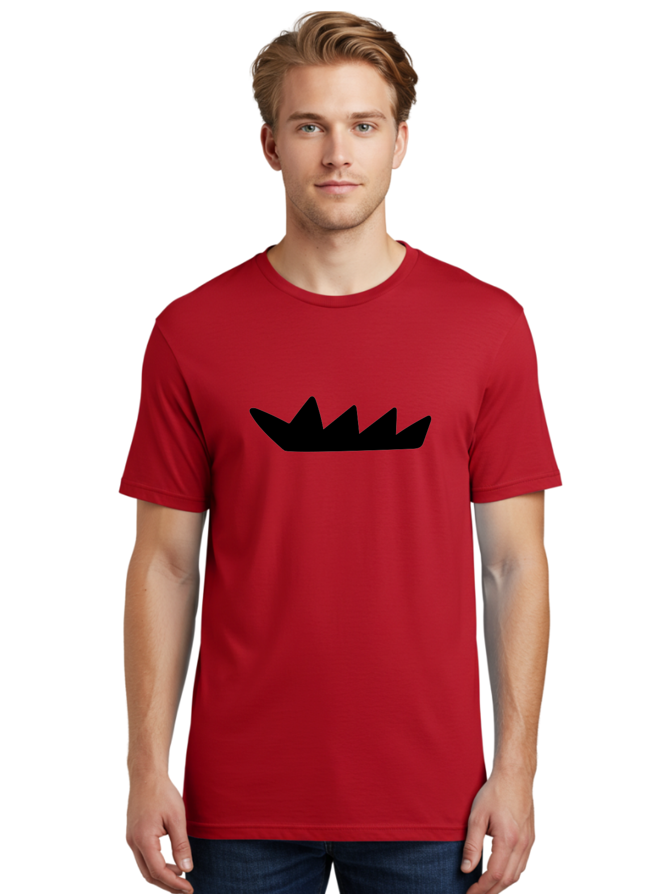 Crown-Icon Men'S Graphic Tee, 100% Cotton, Comfortable Casual Summer Wear, Machine Washable, Black Crown Silhouette, Royal Symbol, Monarch Emblem, Regal Crest, King'S Crown, Royal Icon, Minimalist Design, Vector Graphics -  Aaa419 24