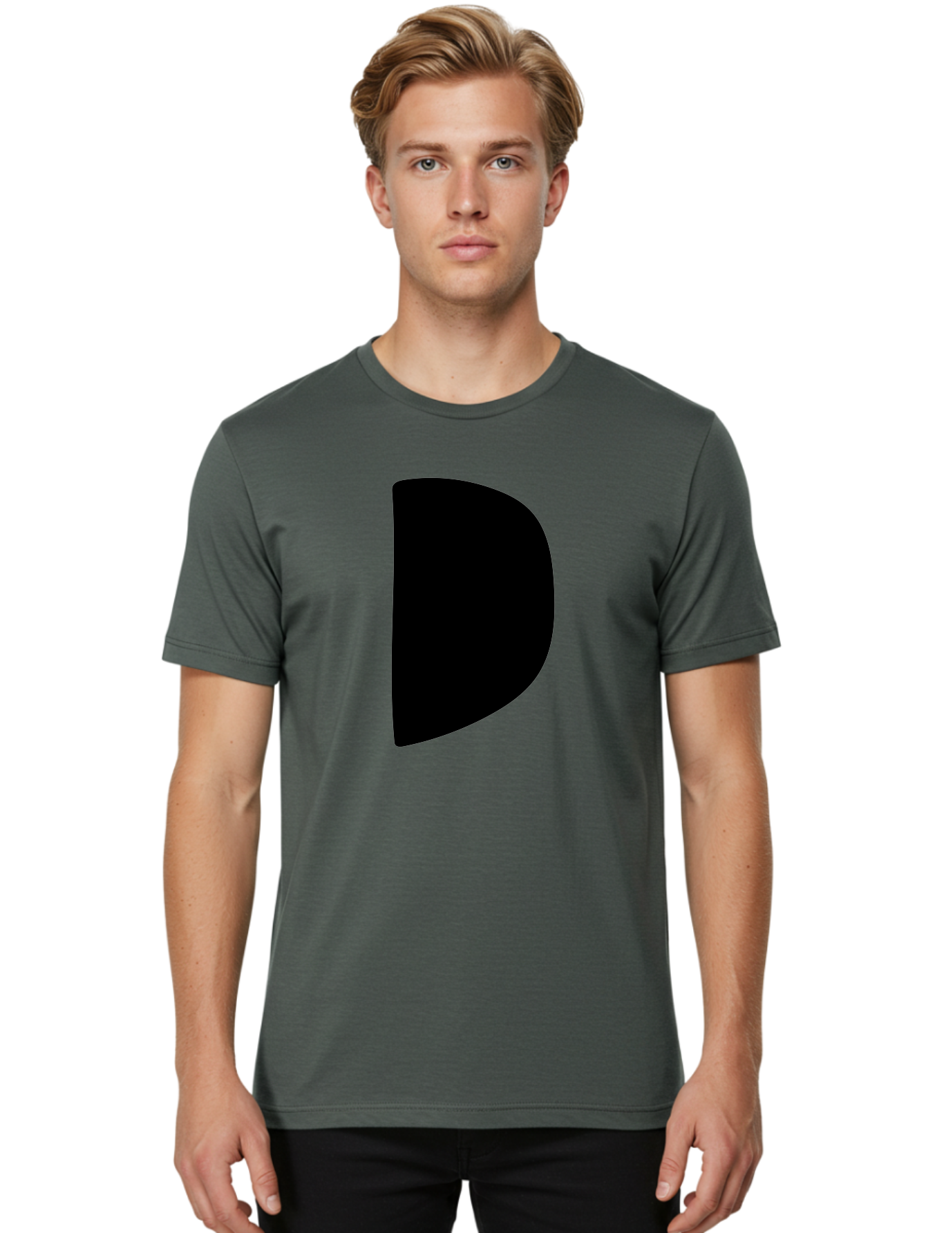 D Men'S Graphic Tee, 100% Cotton, Comfortable Casual Summer Wear, Machine Washable, Modern Typography, Bold Font, Minimalist Design, Sleek Lettering, Simple Shapes, Graphic Design Elements, Abstract Art, Black And Green Color Scheme -  Aaa421 4