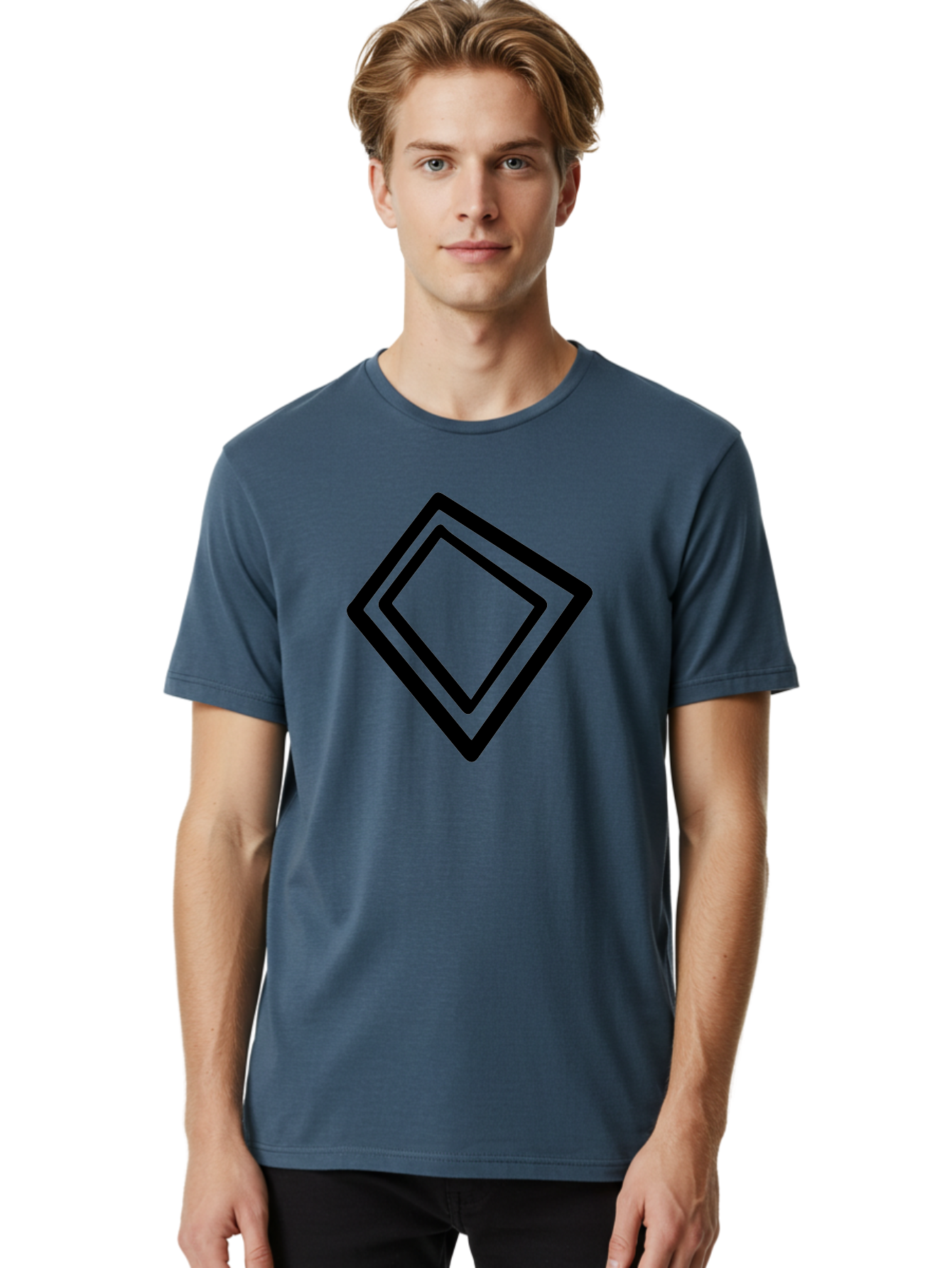 Diamond-Shape Men'S Graphic Tee, 100% Cotton, Comfortable Casual Summer Wear, Machine Washable, Black Diamonds, Nested Shapes, Geometric Pattern, Abstract Design, Modern Art, Minimalist Style -  Aaa422 12