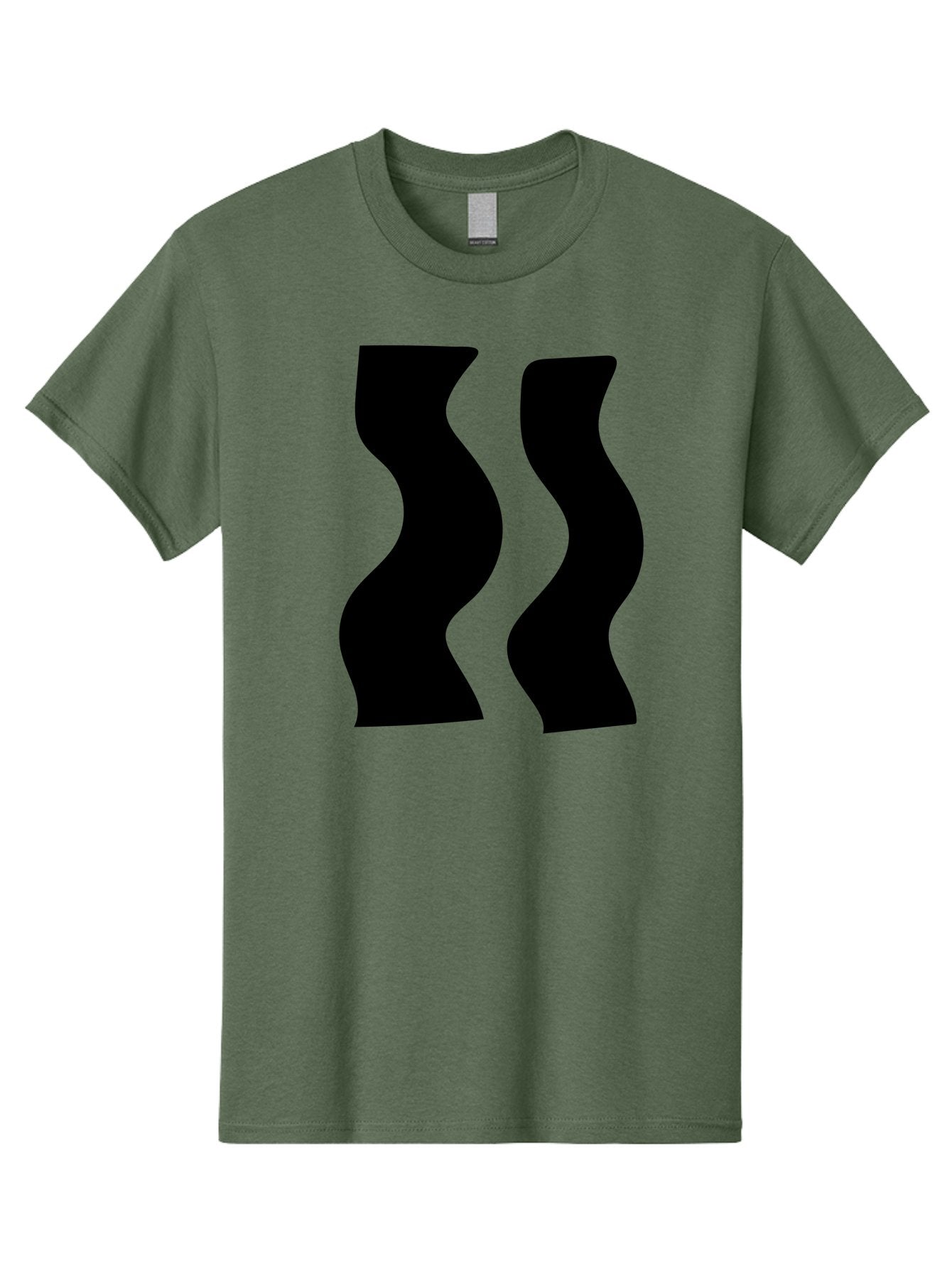 Double-S Men'S Graphic Tee, 100% Cotton, Comfortable Casual Summer Wear, Machine Washable, Wavy Silhouettes, Black Shapes, Abstract Design, Modern Art, Sleek Pattern, Contemporary Style, Graphic Illustration -  Aaa424