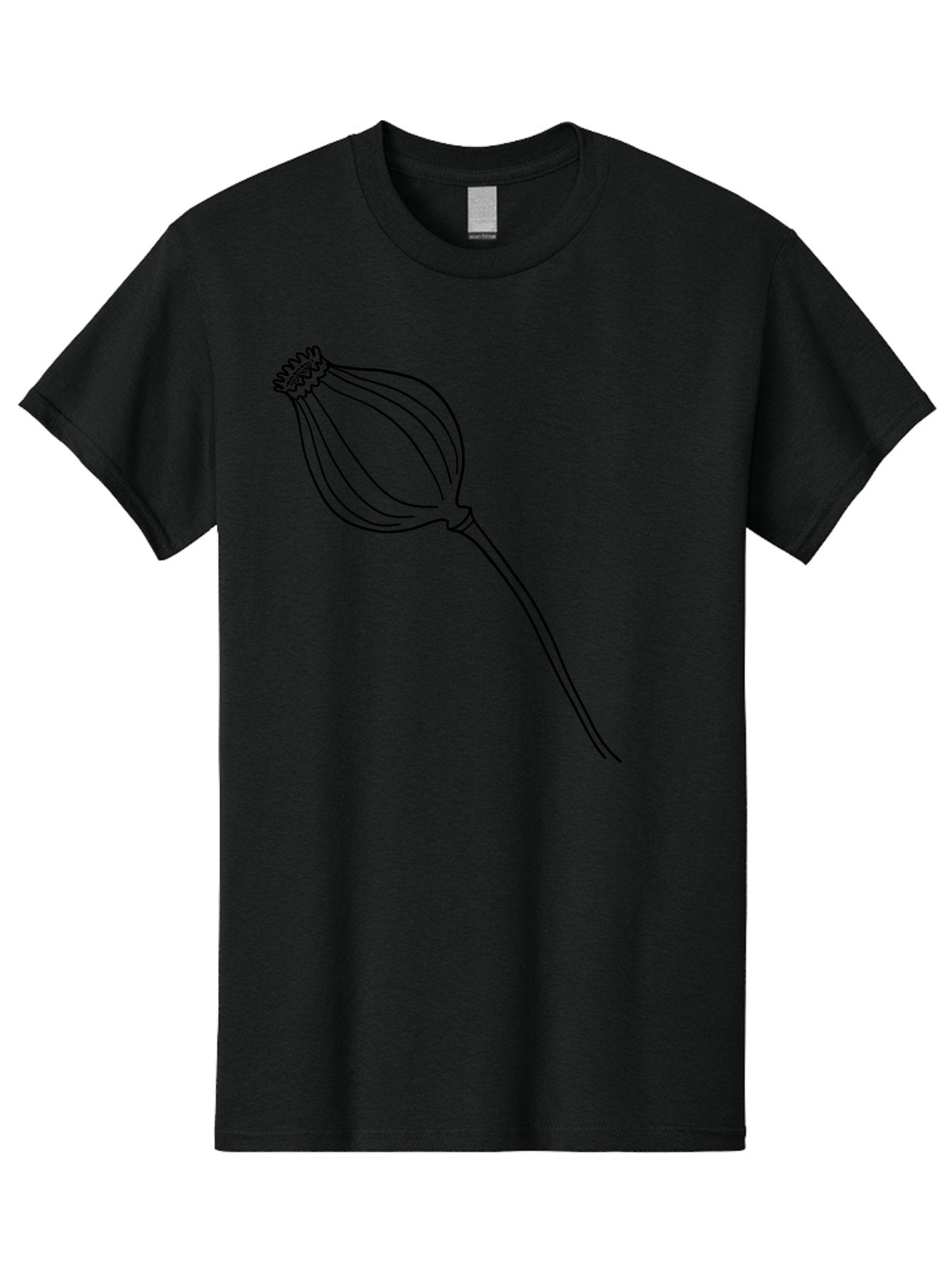 Dried-Poppy Men'S Graphic Tee, 100% Cotton, Comfortable Casual Summer Wear, Machine Washable, Simple Line Art, Minimalist Design, Flower Bud, Botanical Illustration, Elegant Lines, Delicate Form, Black Outline -  Aaa425 21