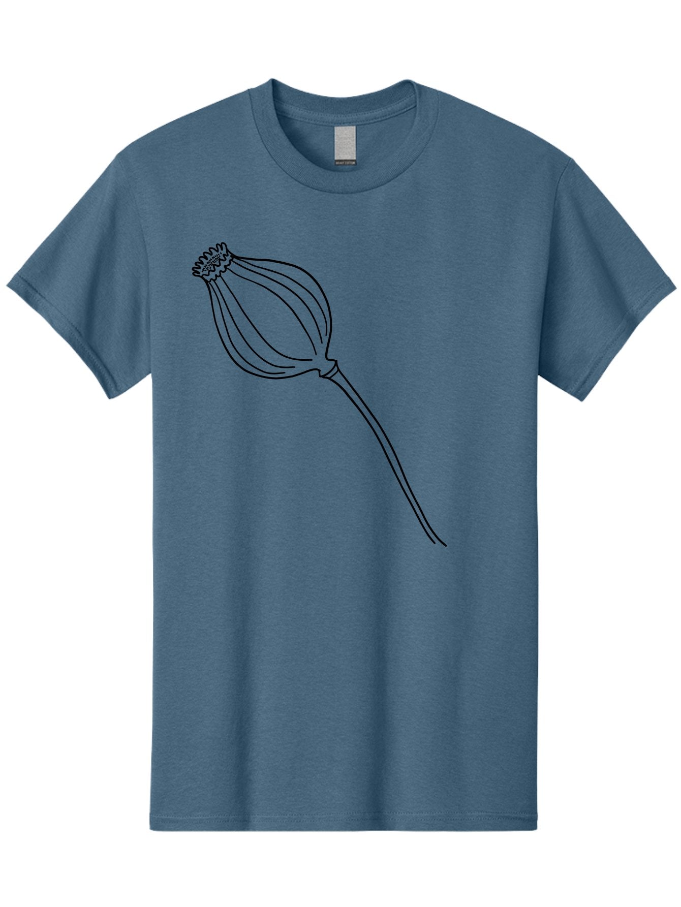 Dried-Poppy Men'S Graphic Tee, 100% Cotton, Comfortable Casual Summer Wear, Machine Washable, Simple Line Art, Minimalist Design, Flower Bud, Botanical Illustration, Elegant Lines, Delicate Form, Black Outline -  Aaa425 11