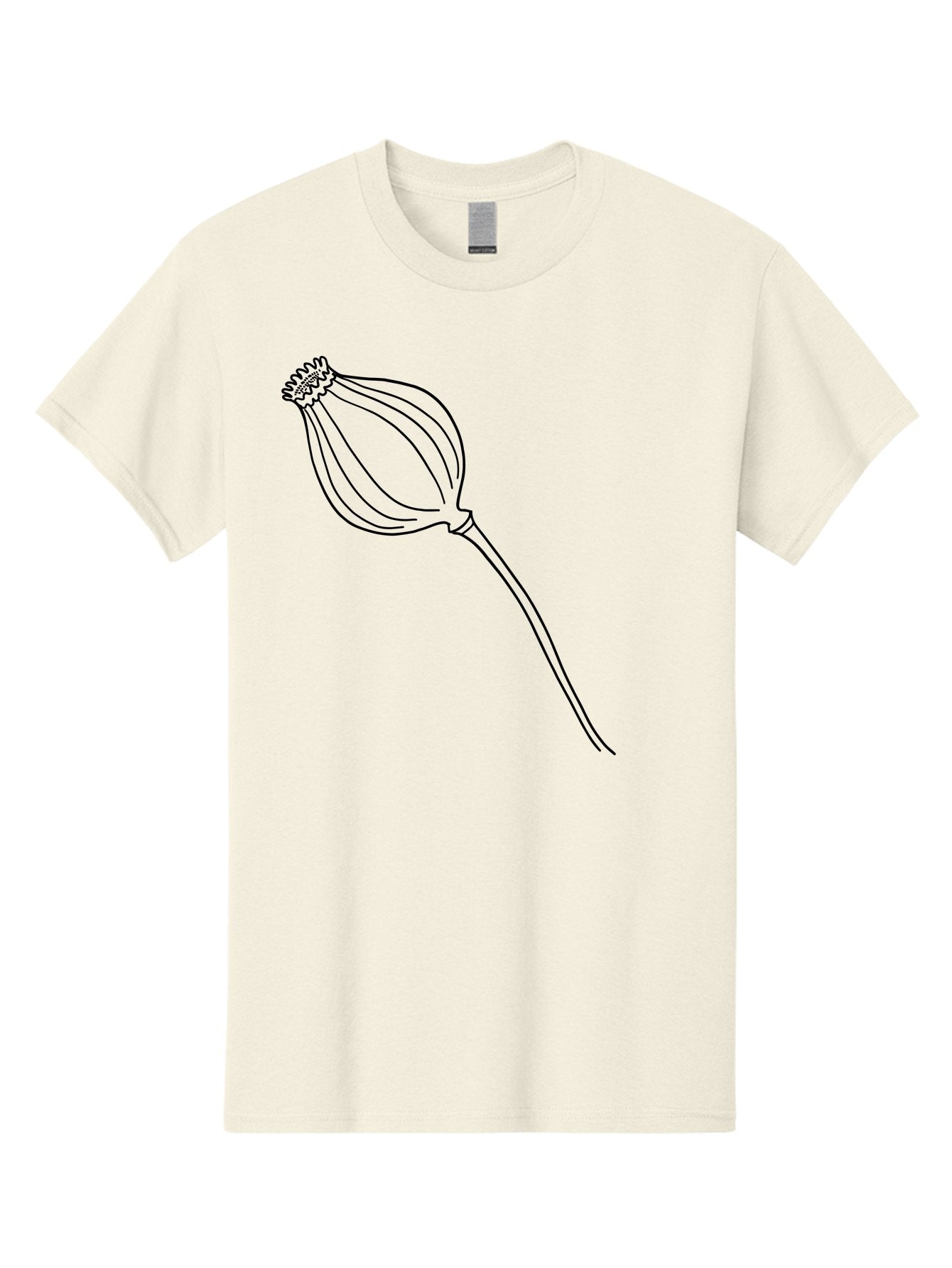 Dried-Poppy Men'S Graphic Tee, 100% Cotton, Comfortable Casual Summer Wear, Machine Washable, Simple Line Art, Minimalist Design, Flower Bud, Botanical Illustration, Elegant Lines, Delicate Form, Black Outline -  Aaa425 17