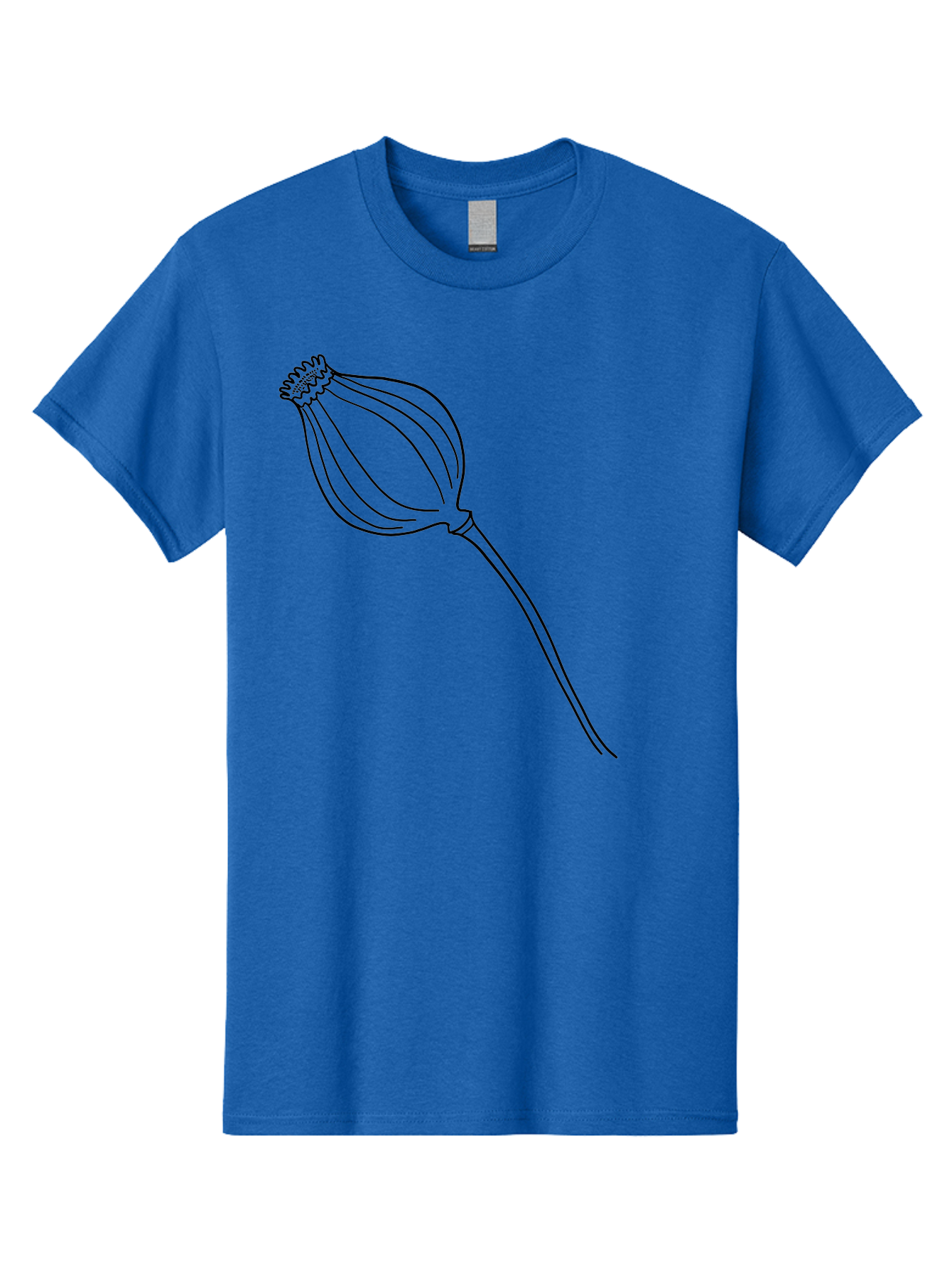 Dried-Poppy Men'S Graphic Tee, 100% Cotton, Comfortable Casual Summer Wear, Machine Washable, Simple Line Art, Minimalist Design, Flower Bud, Botanical Illustration, Elegant Lines, Delicate Form, Black Outline -  Aaa425