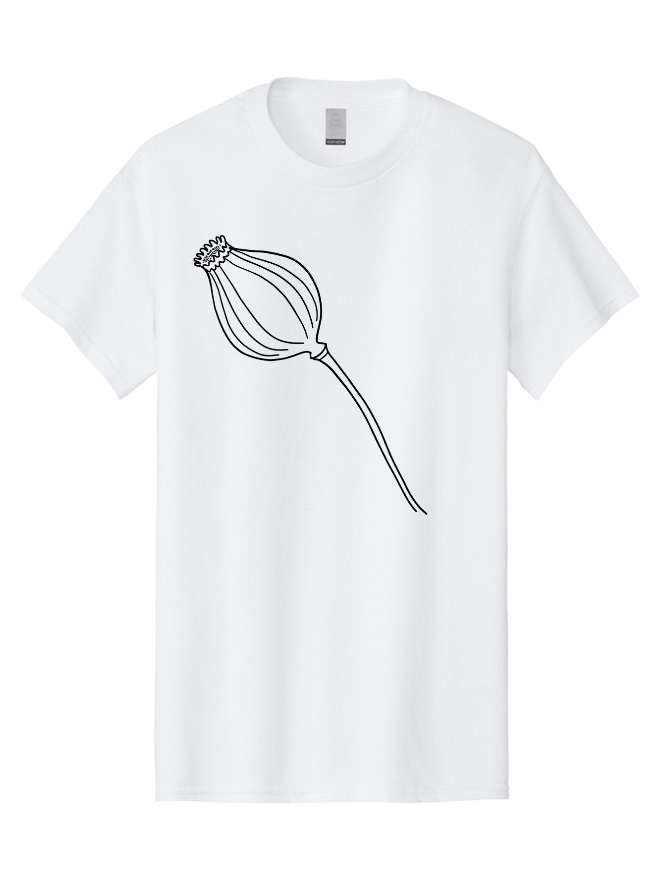 Dried-Poppy Men'S Graphic Tee, 100% Cotton, Comfortable Casual Summer Wear, Machine Washable, Simple Line Art, Minimalist Design, Flower Bud, Botanical Illustration, Elegant Lines, Delicate Form, Black Outline -  Aaa425 19