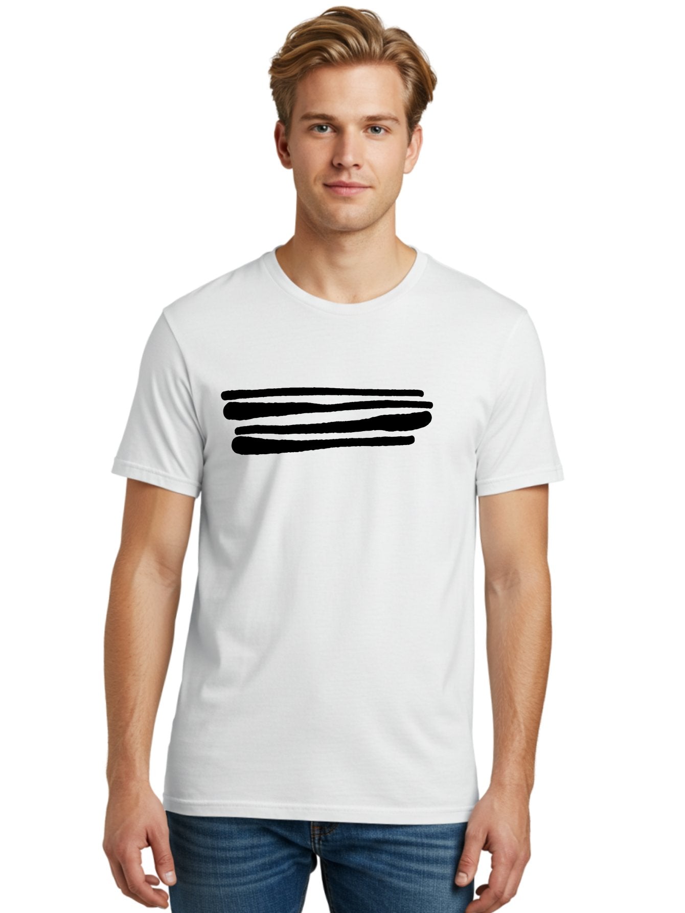 Equal-Sign Men'S Graphic Tee, 100% Cotton, Comfortable Casual Summer Wear, Machine Washable, Equals Sign, Mathematical Symbol, Black Lines, Simple Design, Bold Graphics, Modern Aesthetic, Abstract Art -  Aaa427 20