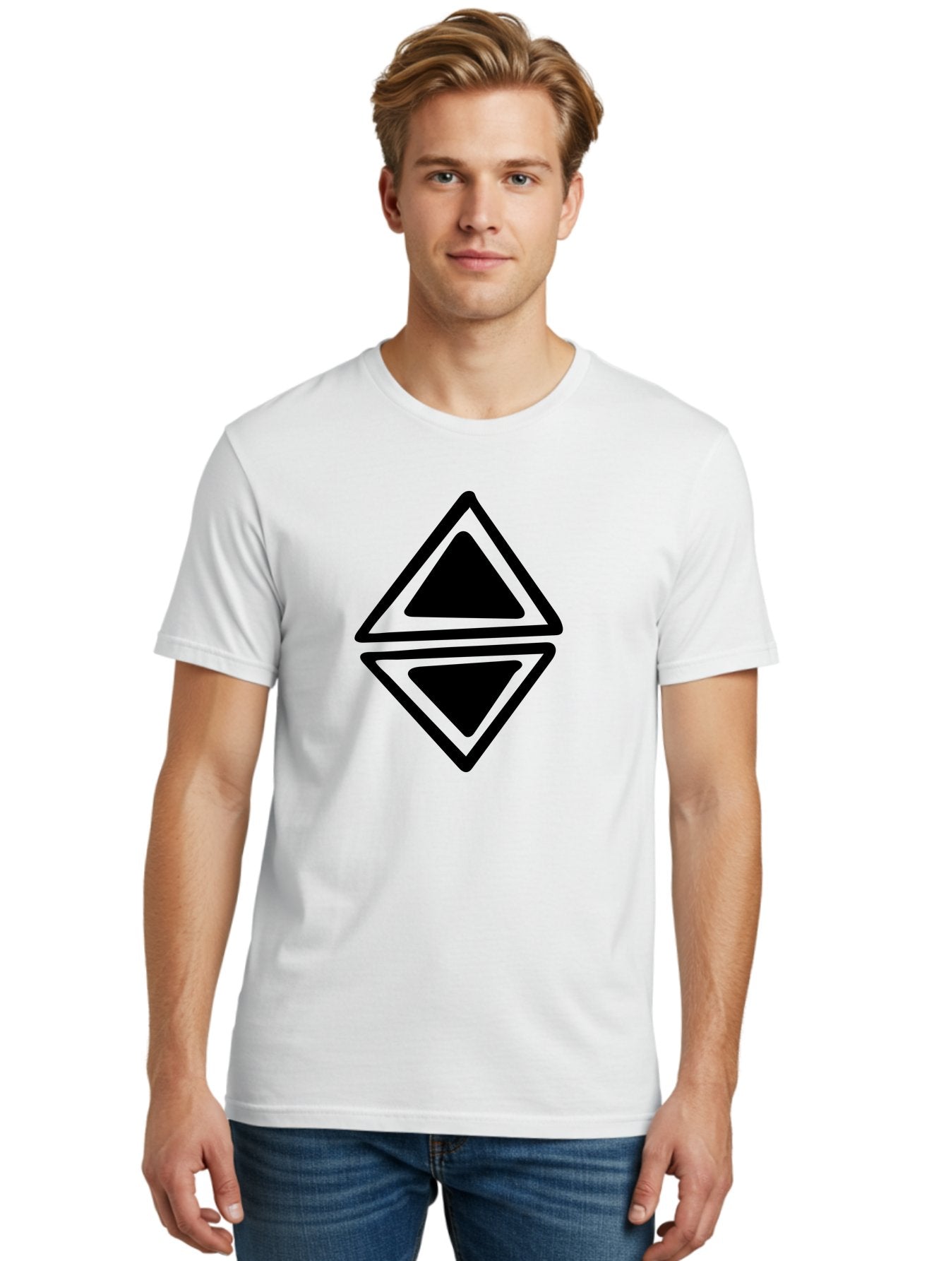 Ethereum-Logo Men'S Graphic Tee, 100% Cotton, Comfortable Casual Summer Wear, Machine Washable, Solana Cryptocurrency Logo, Black Diamond Shape, Geometric Design, Cryptocurrency Symbol, Blockchain Technology, Solana Branding, -  Aaa430 30