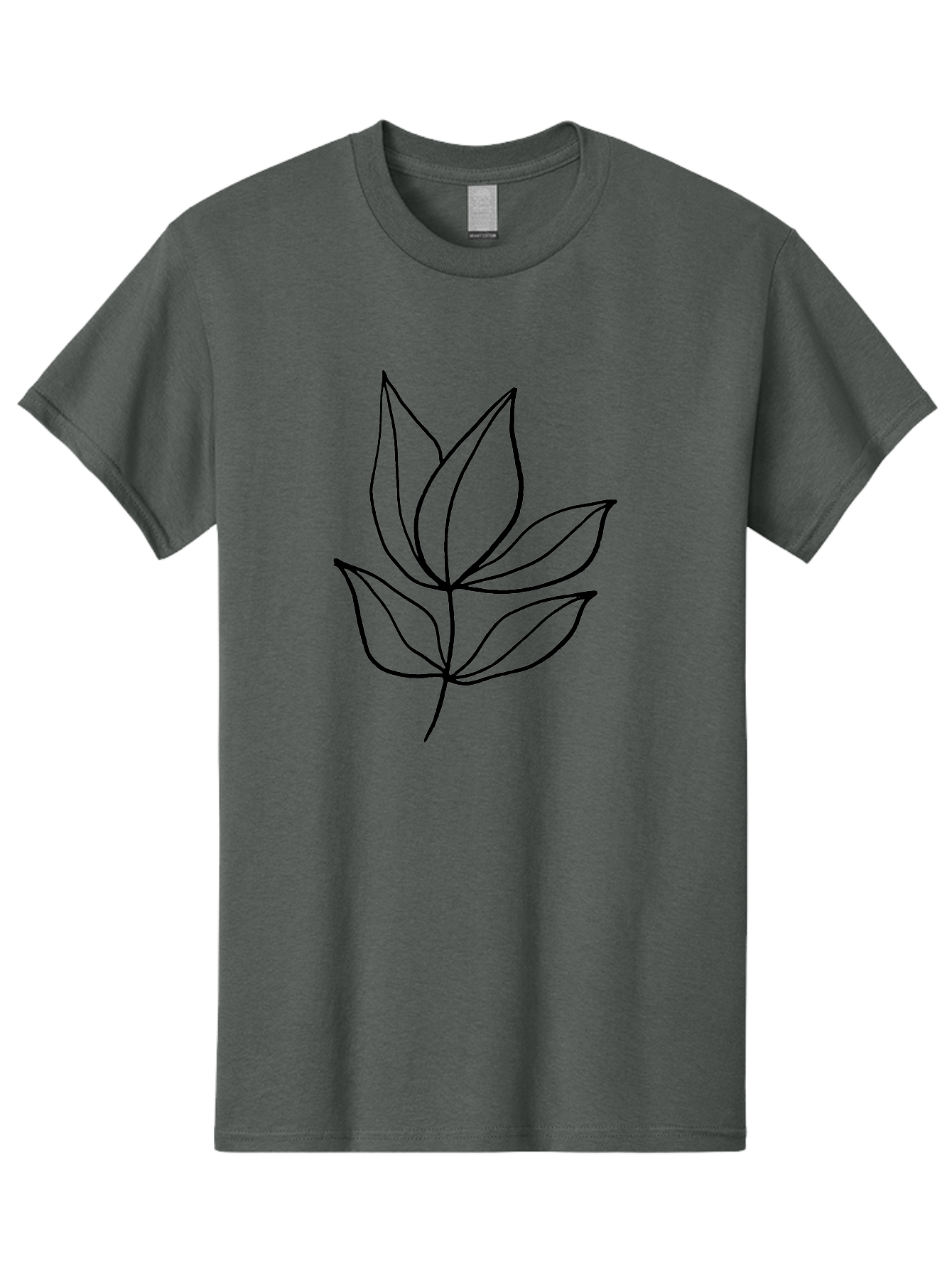 Five-Leaves Men'S Graphic Tee, 100% Cotton, Comfortable Casual Summer Wear, Machine Washable, Simple Leaf Illustration, Minimalist Design, Black Outline, Leaf Art, Nature-Inspired Graphics, Botanical Illustration, Modern Simplicity -  Aaa431 3