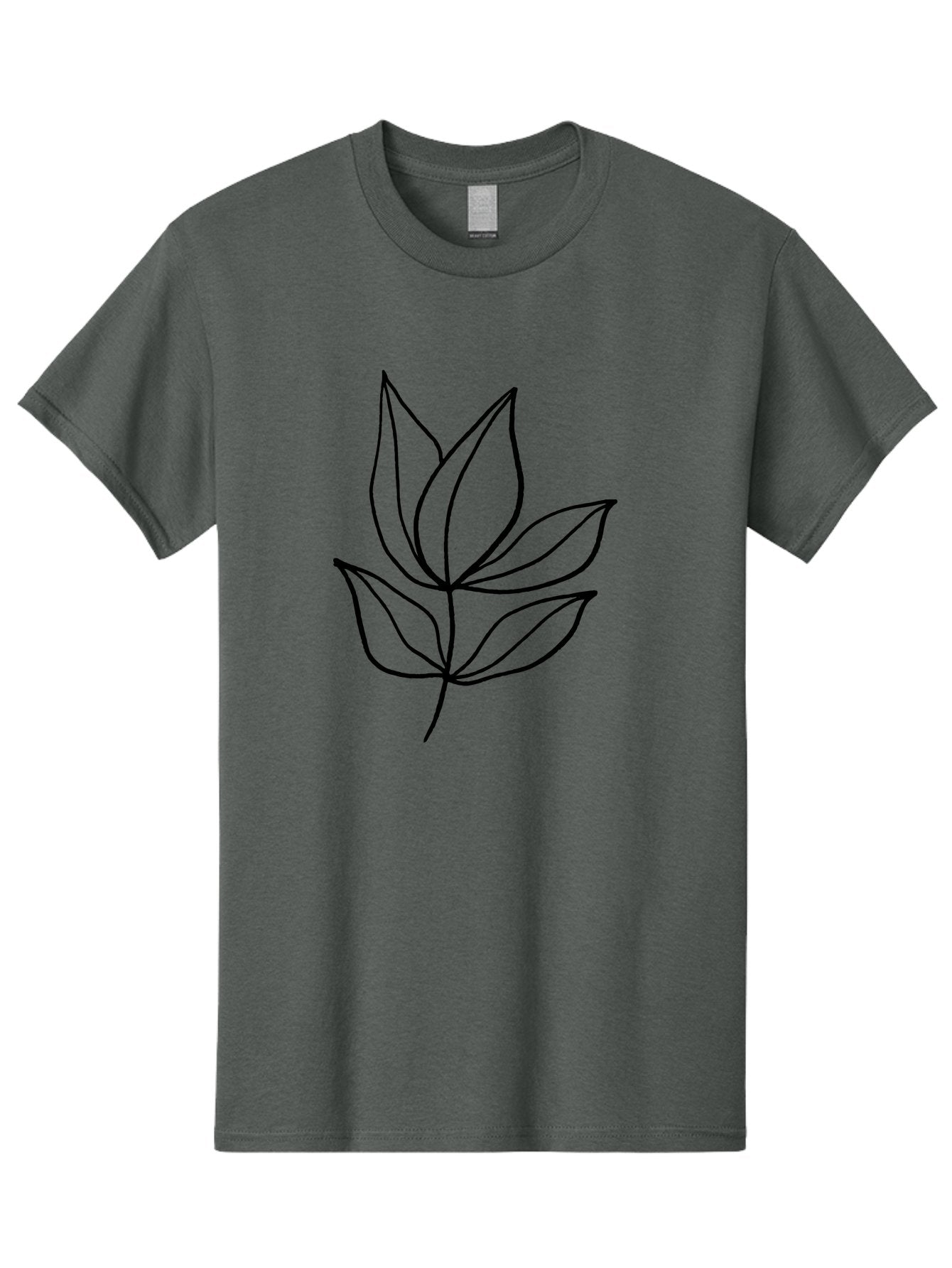 Five-Leaves Men'S Graphic Tee, 100% Cotton, Comfortable Casual Summer Wear, Machine Washable, Simple Leaf Illustration, Minimalist Design, Black Outline, Leaf Art, Nature-Inspired Graphics, Botanical Illustration, Modern Simplicity -  Aaa431 19