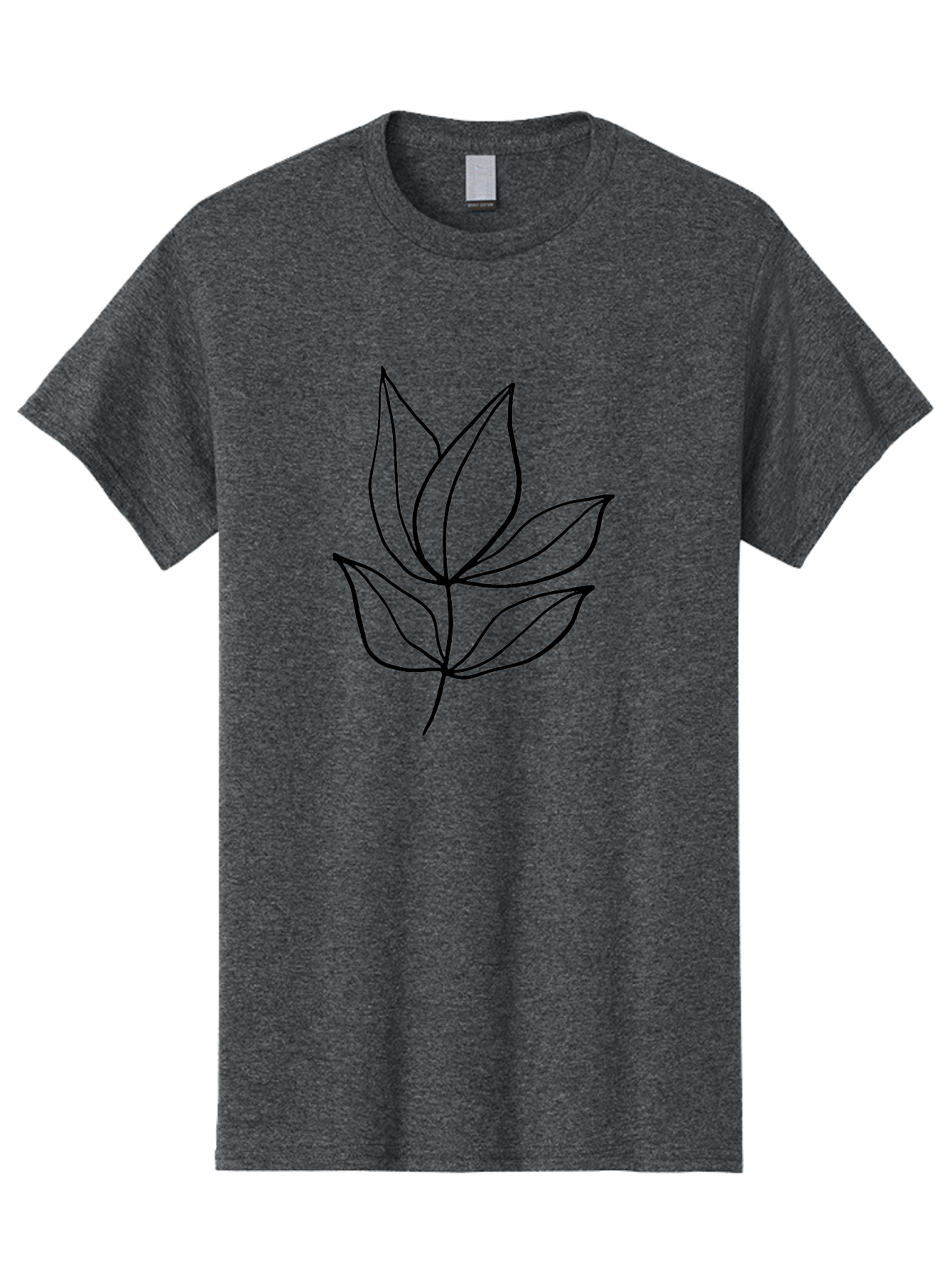 Five-Leaves Men'S Graphic Tee, 100% Cotton, Comfortable Casual Summer Wear, Machine Washable, Simple Leaf Illustration, Minimalist Design, Black Outline, Leaf Art, Nature-Inspired Graphics, Botanical Illustration, Modern Simplicity -  Aaa431 7