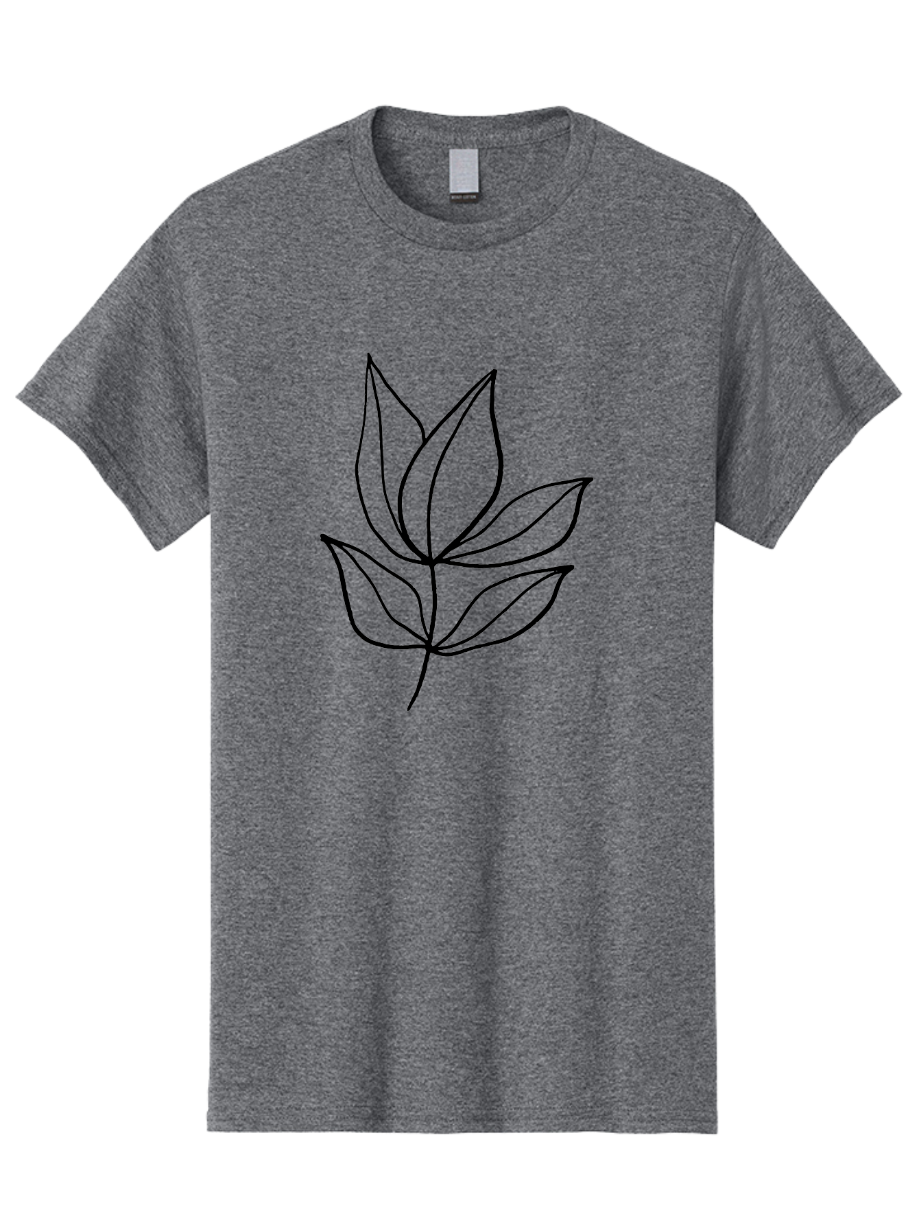 Five-Leaves Men'S Graphic Tee, 100% Cotton, Comfortable Casual Summer Wear, Machine Washable, Simple Leaf Illustration, Minimalist Design, Black Outline, Leaf Art, Nature-Inspired Graphics, Botanical Illustration, Modern Simplicity -  Aaa431 9