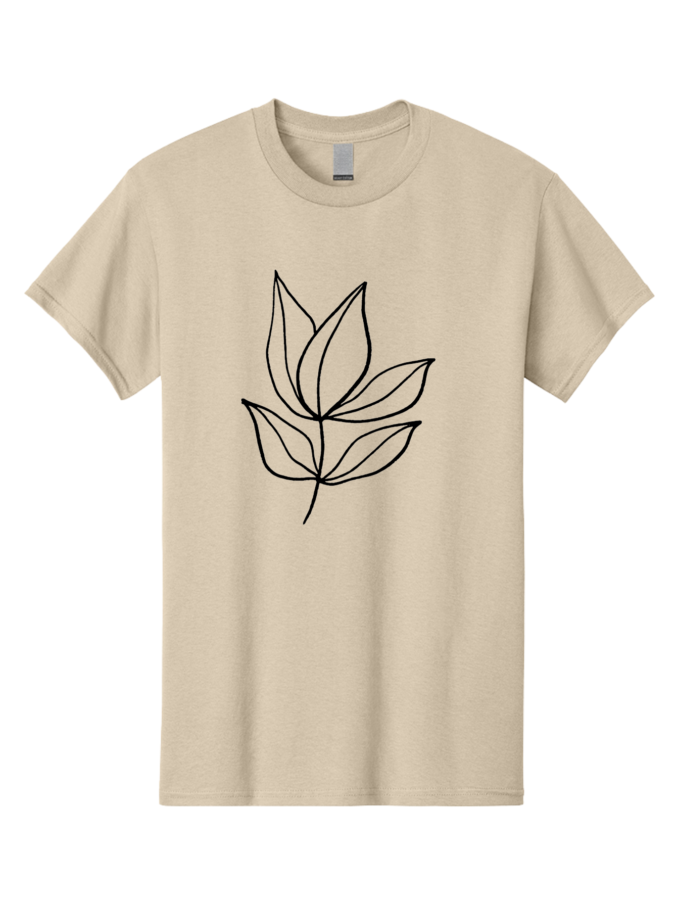 Five-Leaves Men'S Graphic Tee, 100% Cotton, Comfortable Casual Summer Wear, Machine Washable, Simple Leaf Illustration, Minimalist Design, Black Outline, Leaf Art, Nature-Inspired Graphics, Botanical Illustration, Modern Simplicity -  Aaa431 27