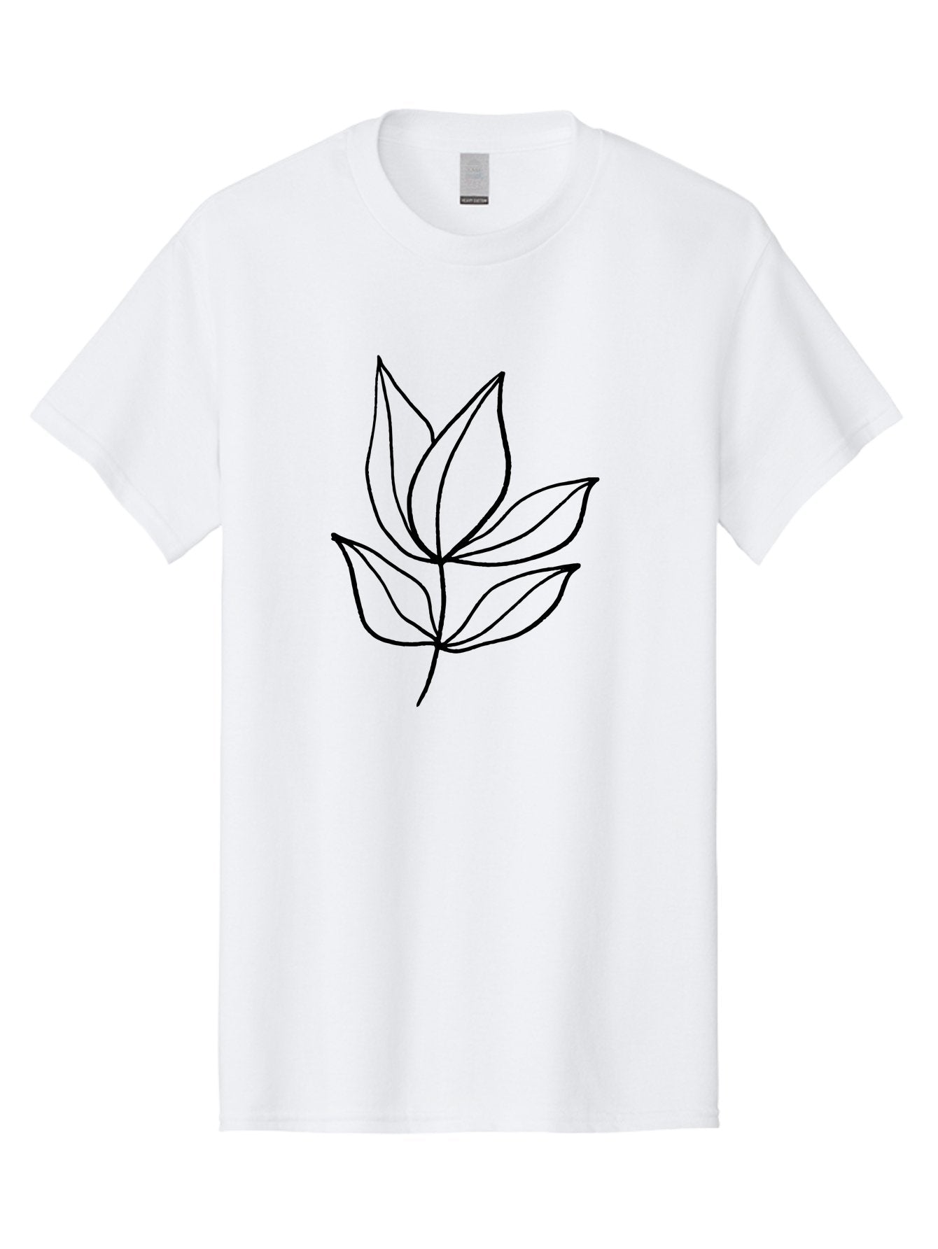 Five-Leaves Men'S Graphic Tee, 100% Cotton, Comfortable Casual Summer Wear, Machine Washable, Simple Leaf Illustration, Minimalist Design, Black Outline, Leaf Art, Nature-Inspired Graphics, Botanical Illustration, Modern Simplicity -  Aaa431 21